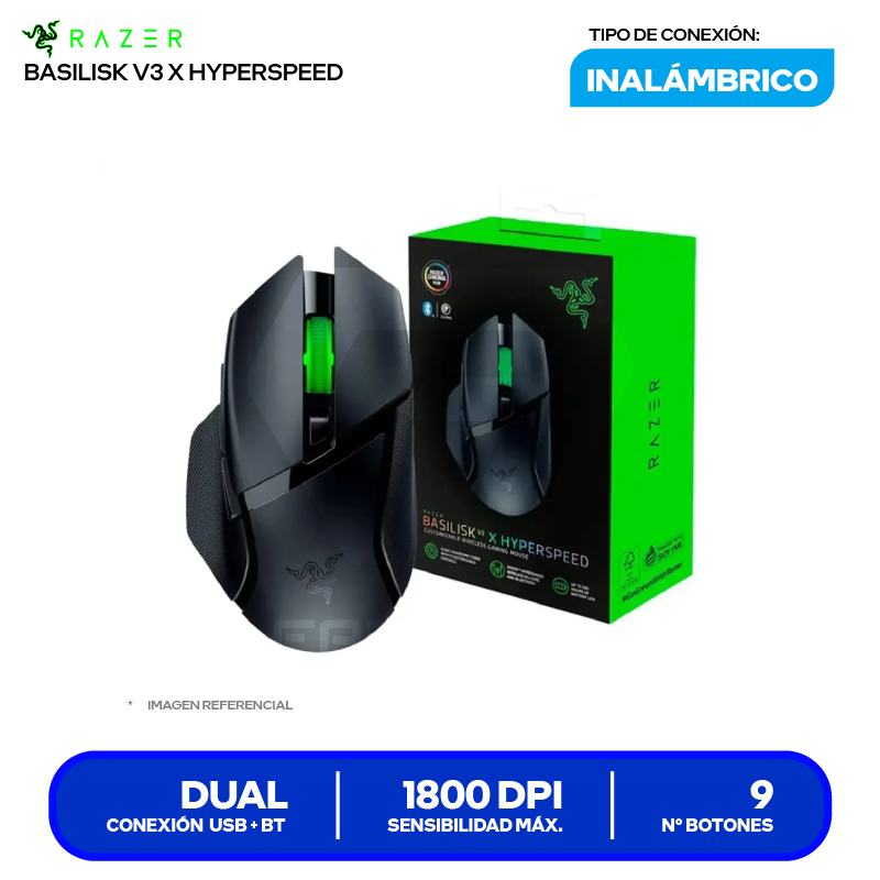 Mouse Gamer Inalámbrico/Dual RAZER ( RZ01-04870100-R3U1 ) Negro 1800 DPI