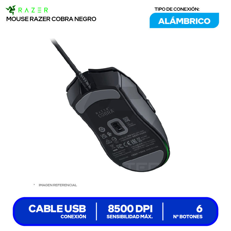 Mouse Gamer Razer  Cobra  (RZ01-04650100-R3U1) Negro, 8500 DPI