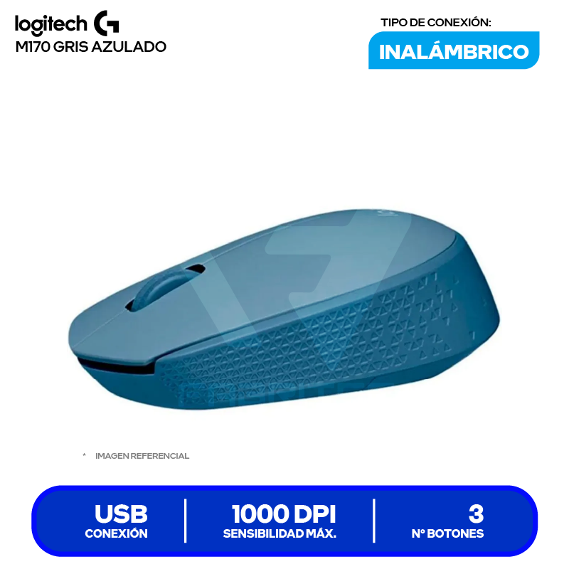 Mouse Inalámbrico Logitech M170 ( 910-006863 ) Gris Azulado 1000 DPI