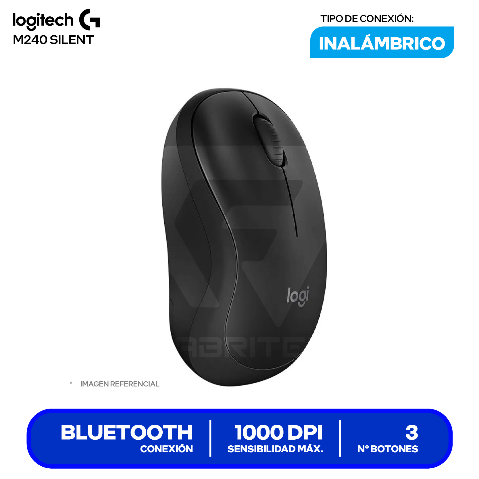 Mouse Bluetooth Logitech M240 Silent (910-007113) Negro, 1000 DPI