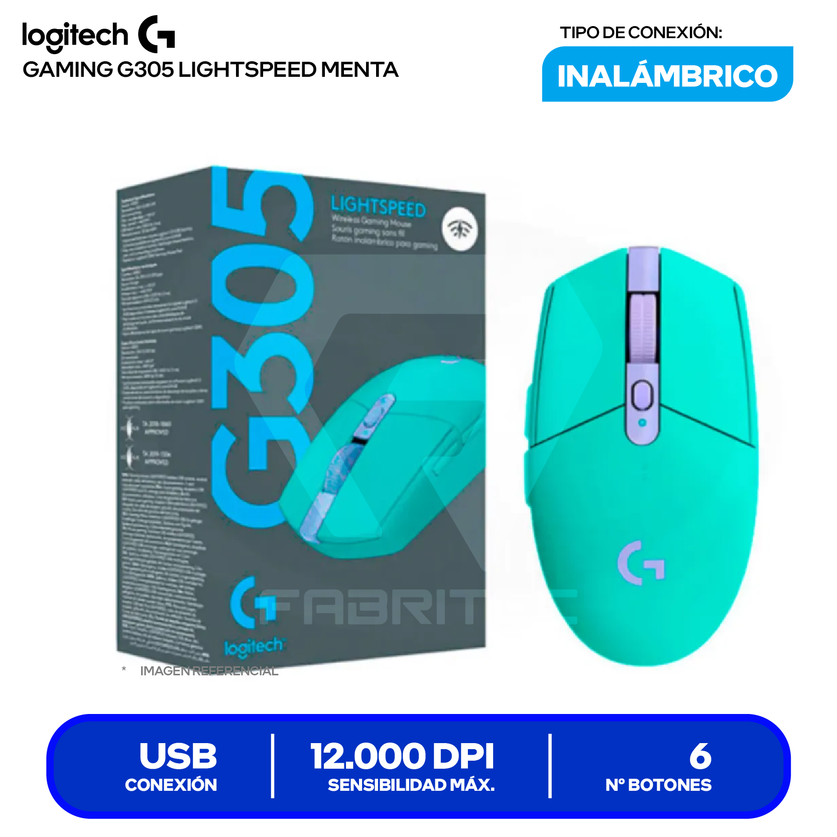 Mouse Gamer Inalámbrico Logitech G305 Lightspeed (910-006376) Menta, 12.000 DPI