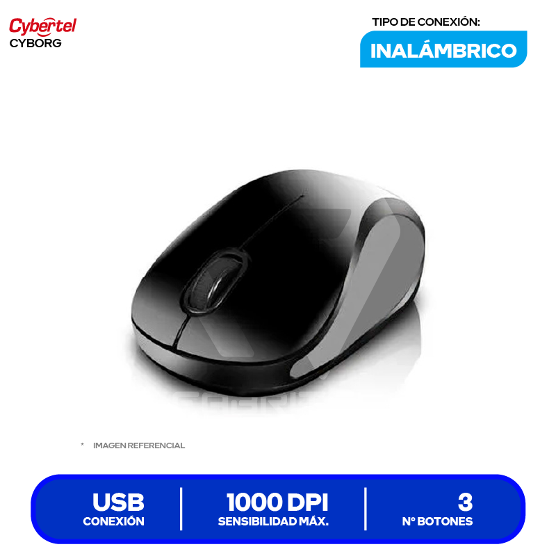 Mouse Inalámbrico Cybertel Cyborg (CYB M318) Negro, 1000 DPI