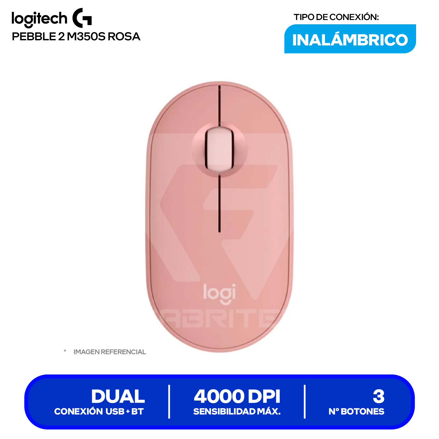 Mouse Inalámbrico Logitech Pebble 2 M350S (910-007048) Rosa, 4000 DPI
