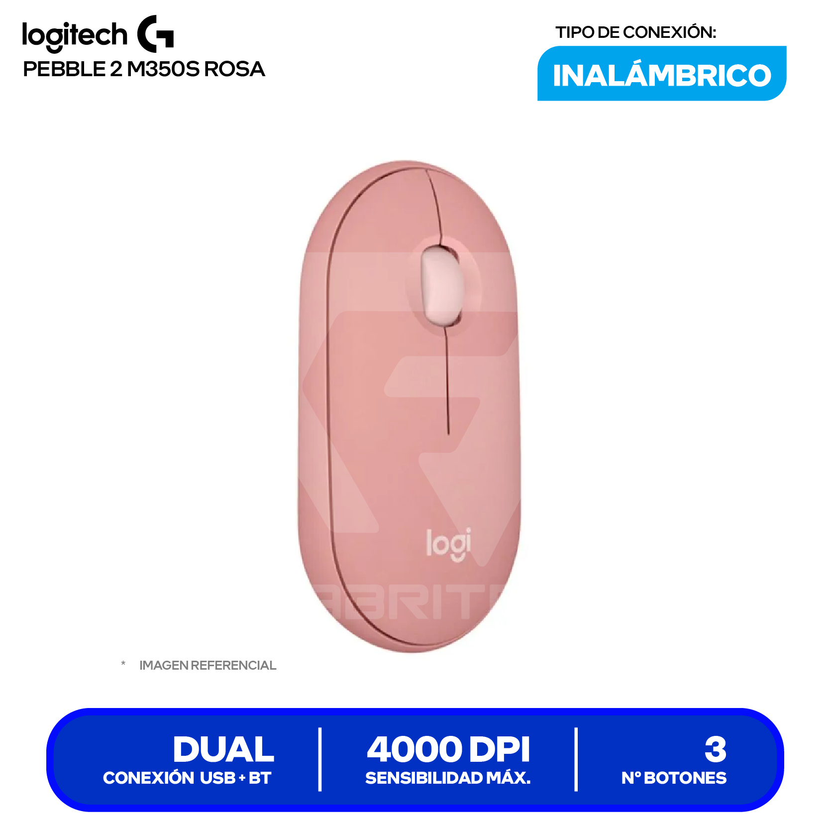 Mouse Inalámbrico Logitech Pebble 2 M350S (910-007048) Rosa, 4000 DPI