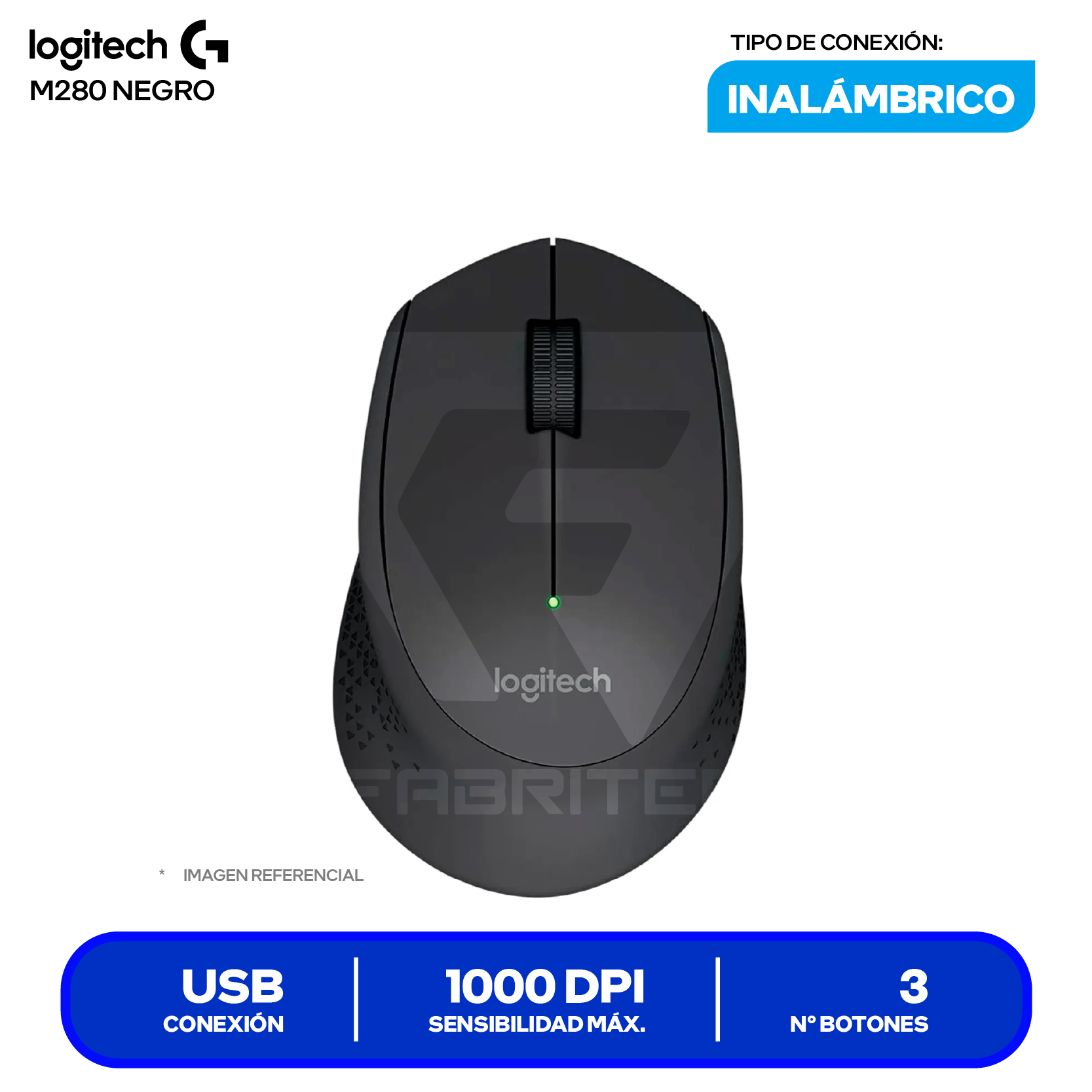 Mouse Inalámbrico Logitech M280 (910-004284) Negro, 1000 DPI