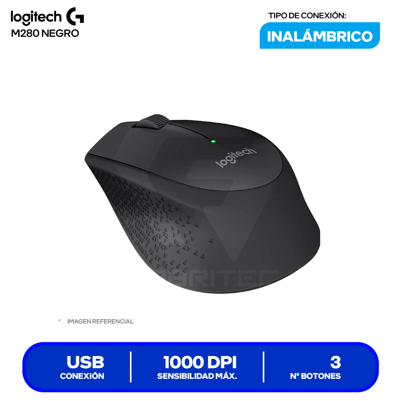 Mouse Inalámbrico Logitech M280 (910-004284) Negro, 1000 DPI