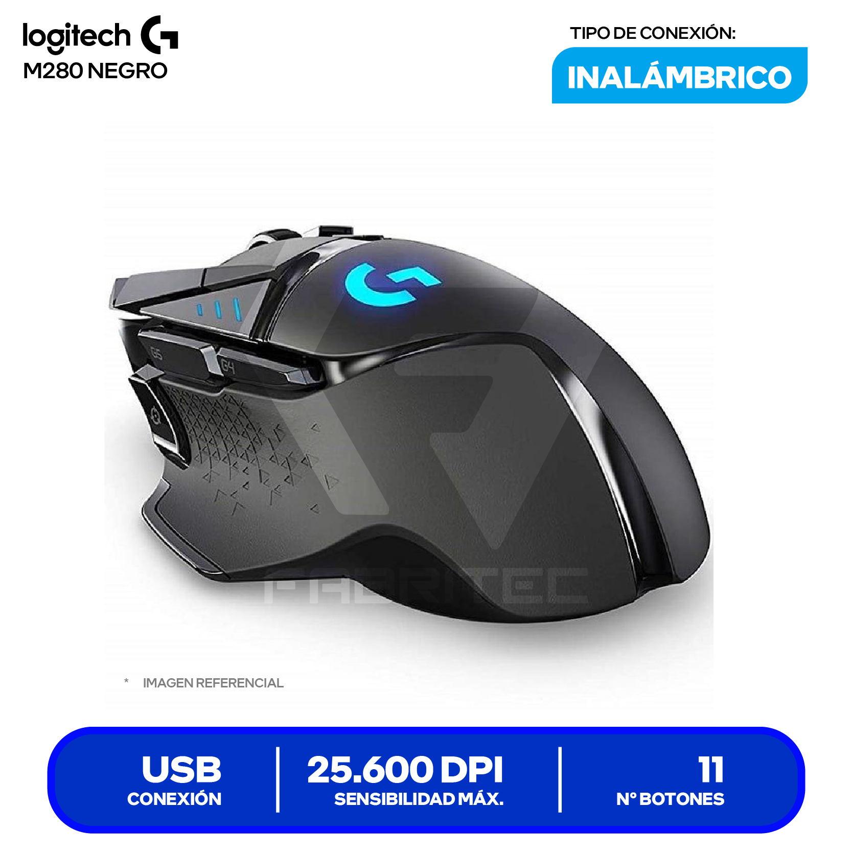 Mouse Gamer Inalámbrico Logitech G502 (910-005565) Negro 25.600 DPI