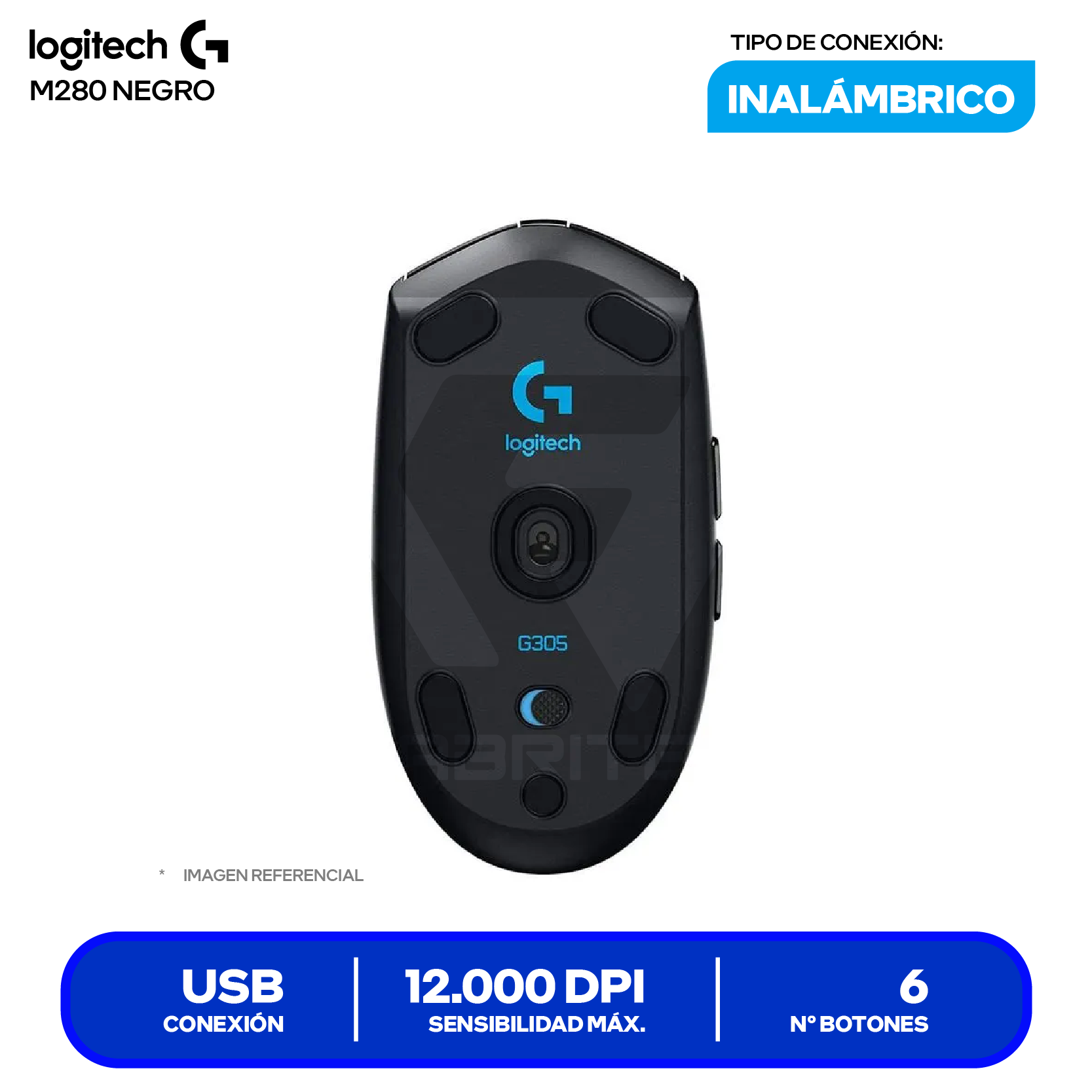 Mouse Gamer Inalámbrico Logitech G305 Lightspeed (910-005281) Negro, 12.000 DPI