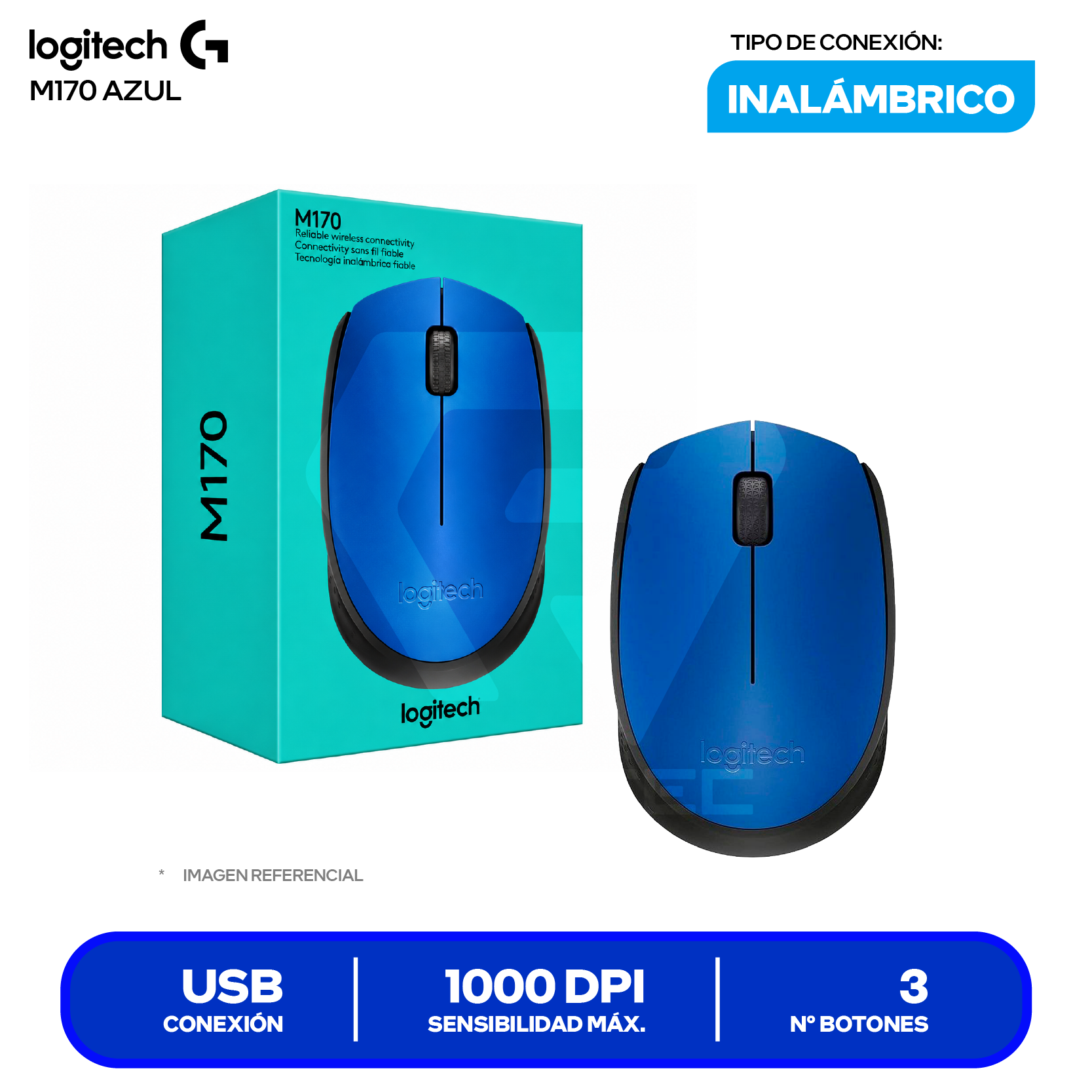 Mouse Gamer Inalámbrico Logitech (910-004800) Azul, 1000 DPI