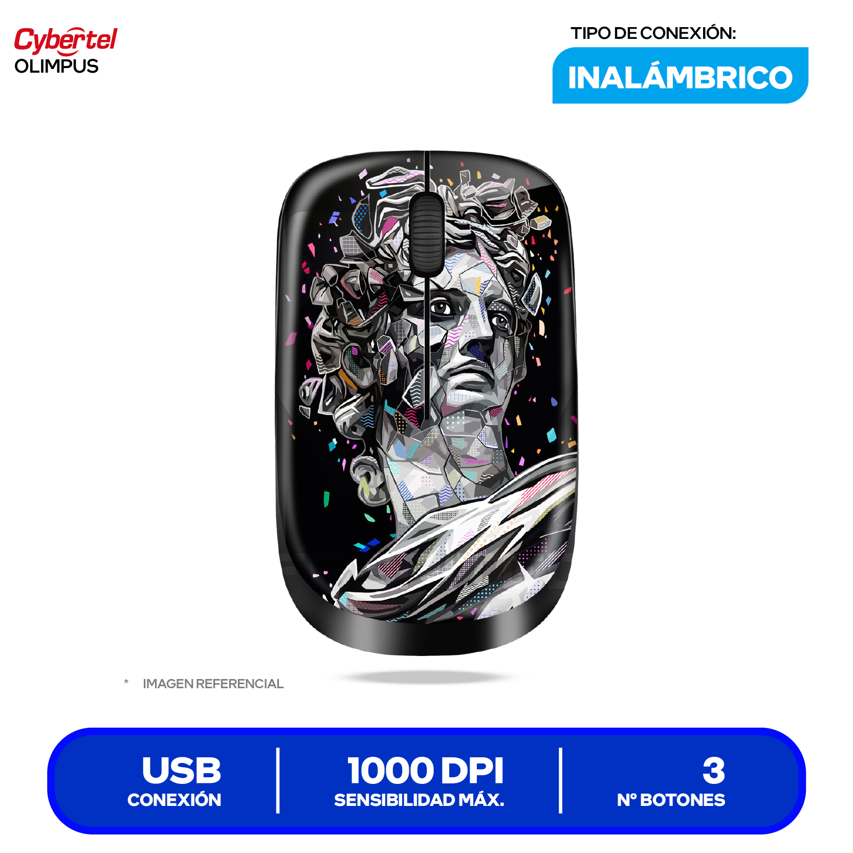Mouse Inalámbrico Cybertel Olimpus (CYB M323) 1000 DPI