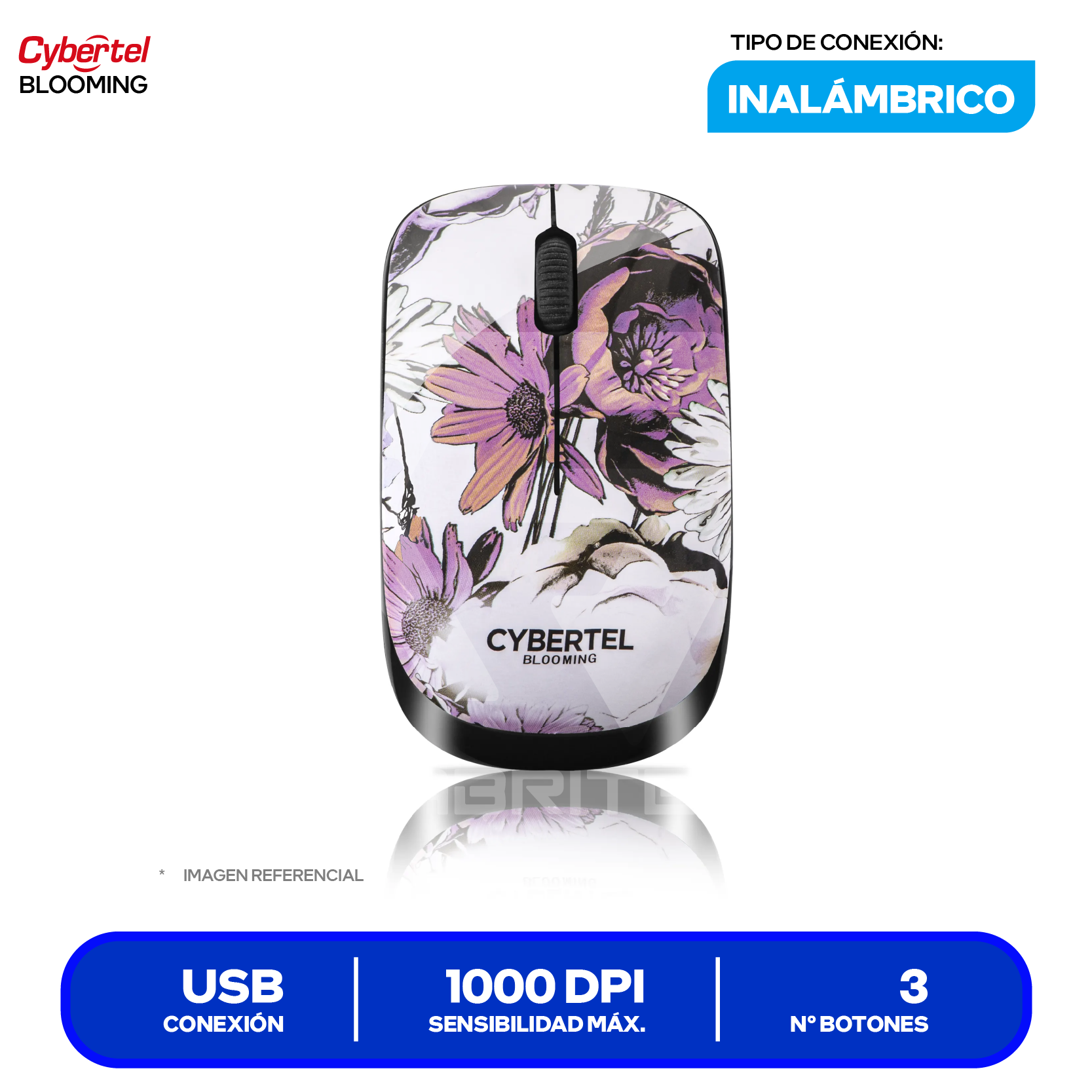 Mouse Inalámbrico Cybertel Blooming (CYB M309) 1000 DPI