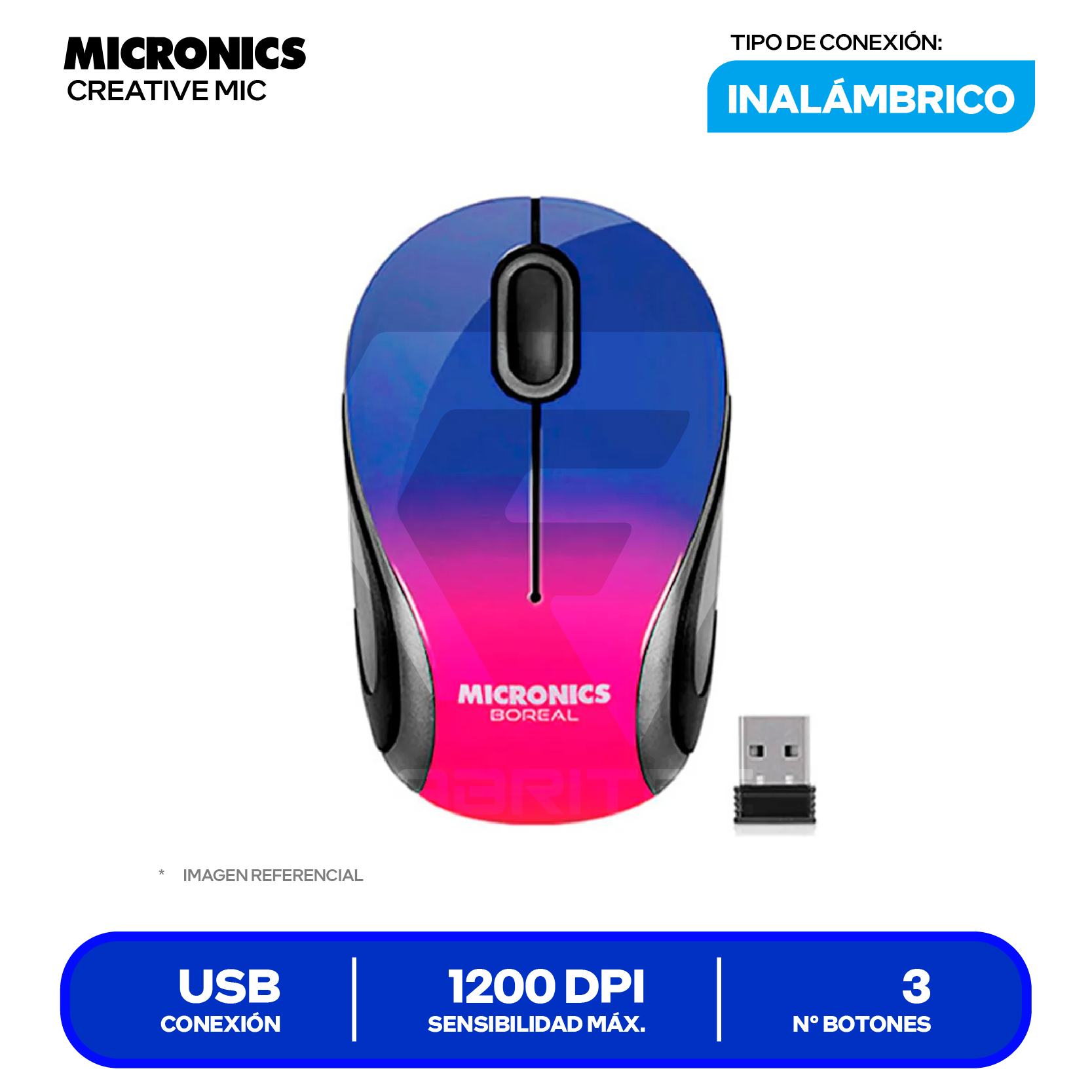 Mouse Inalámbrico Micronics Creative Mic (M202CR) 1200 DPI