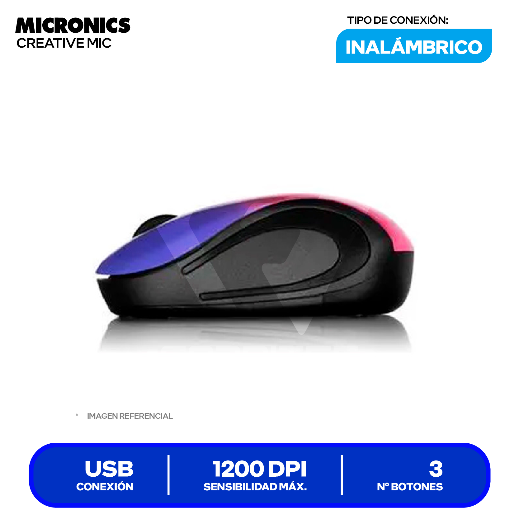 Mouse Inalámbrico Micronics Creative Mic (M202CR) 1200 DPI