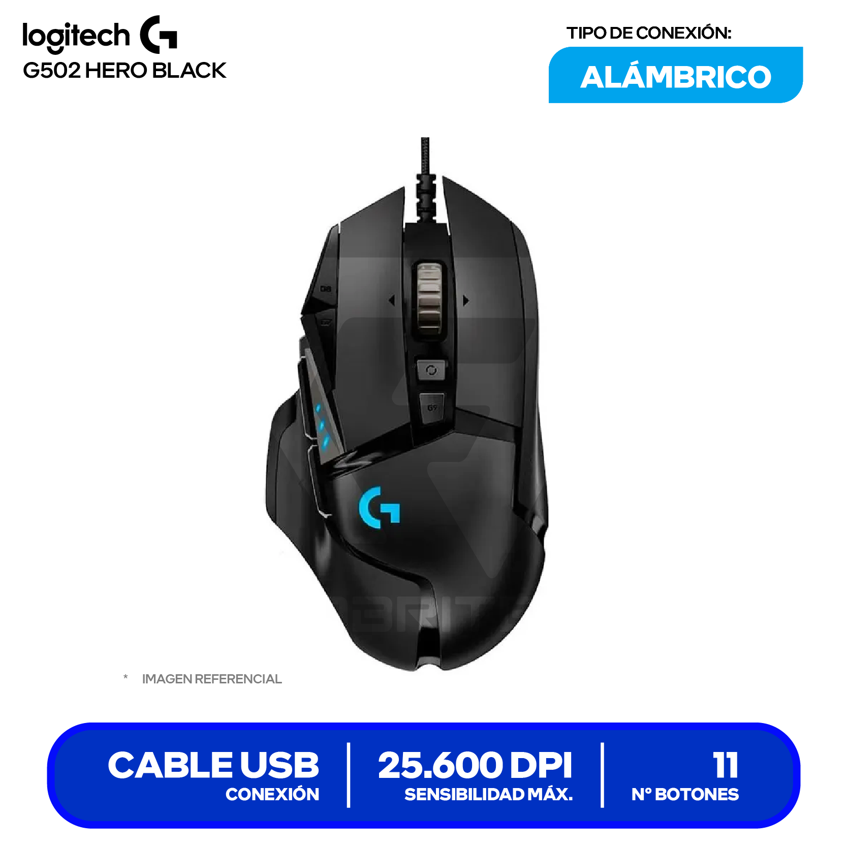Mouse Gamer Logitech G502 Hero Black (910-005550) 25.600 DPI