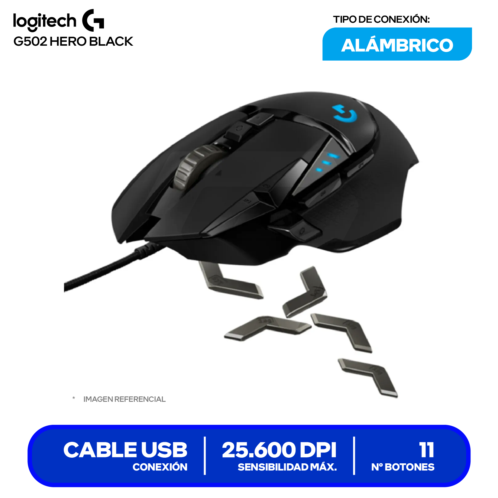 Mouse Gamer Logitech G502 Hero Black (910-005550) 25.600 DPI