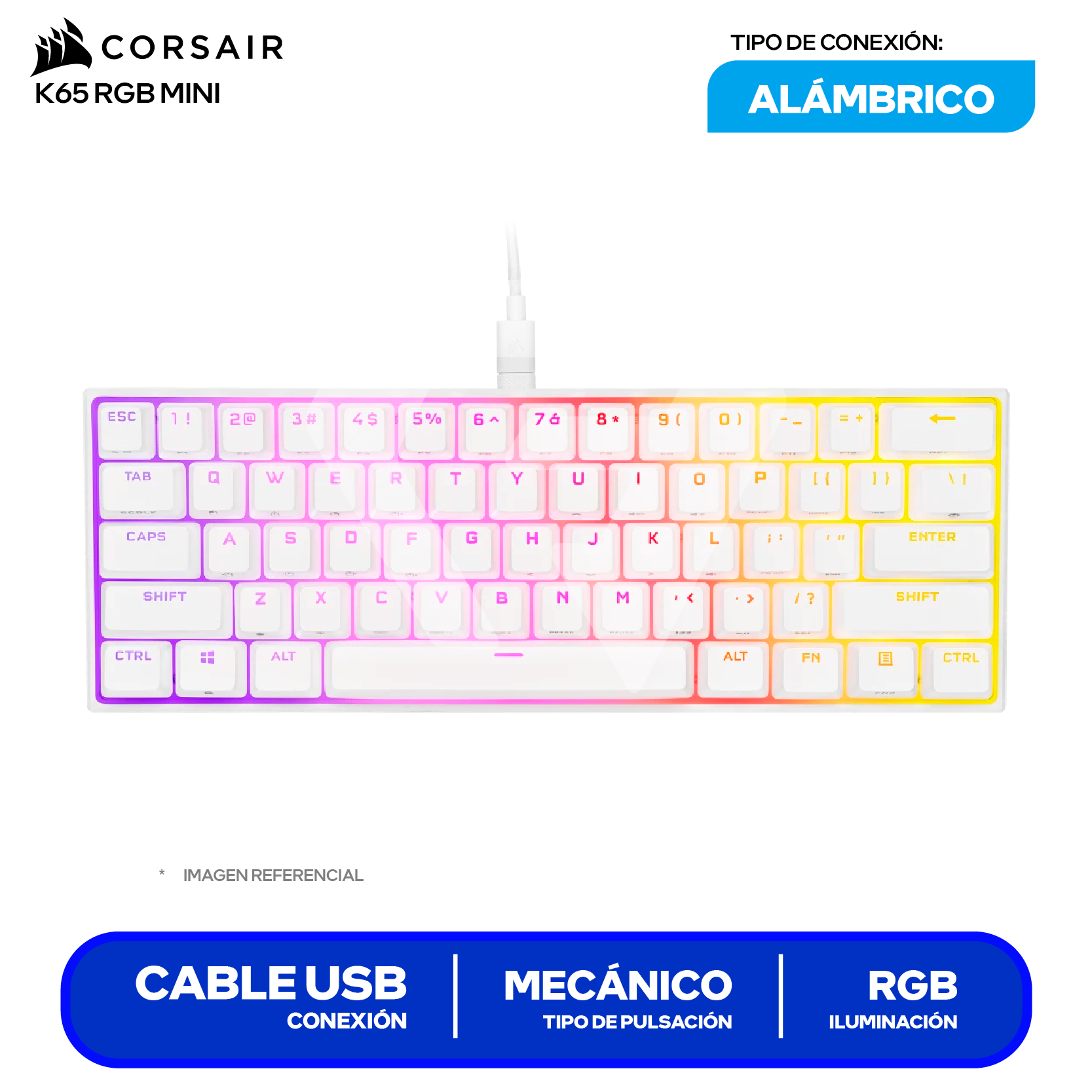 Teclado Gamer Corsair K65 RGB MINI (CH-9194114-NA) Mecánico RGB