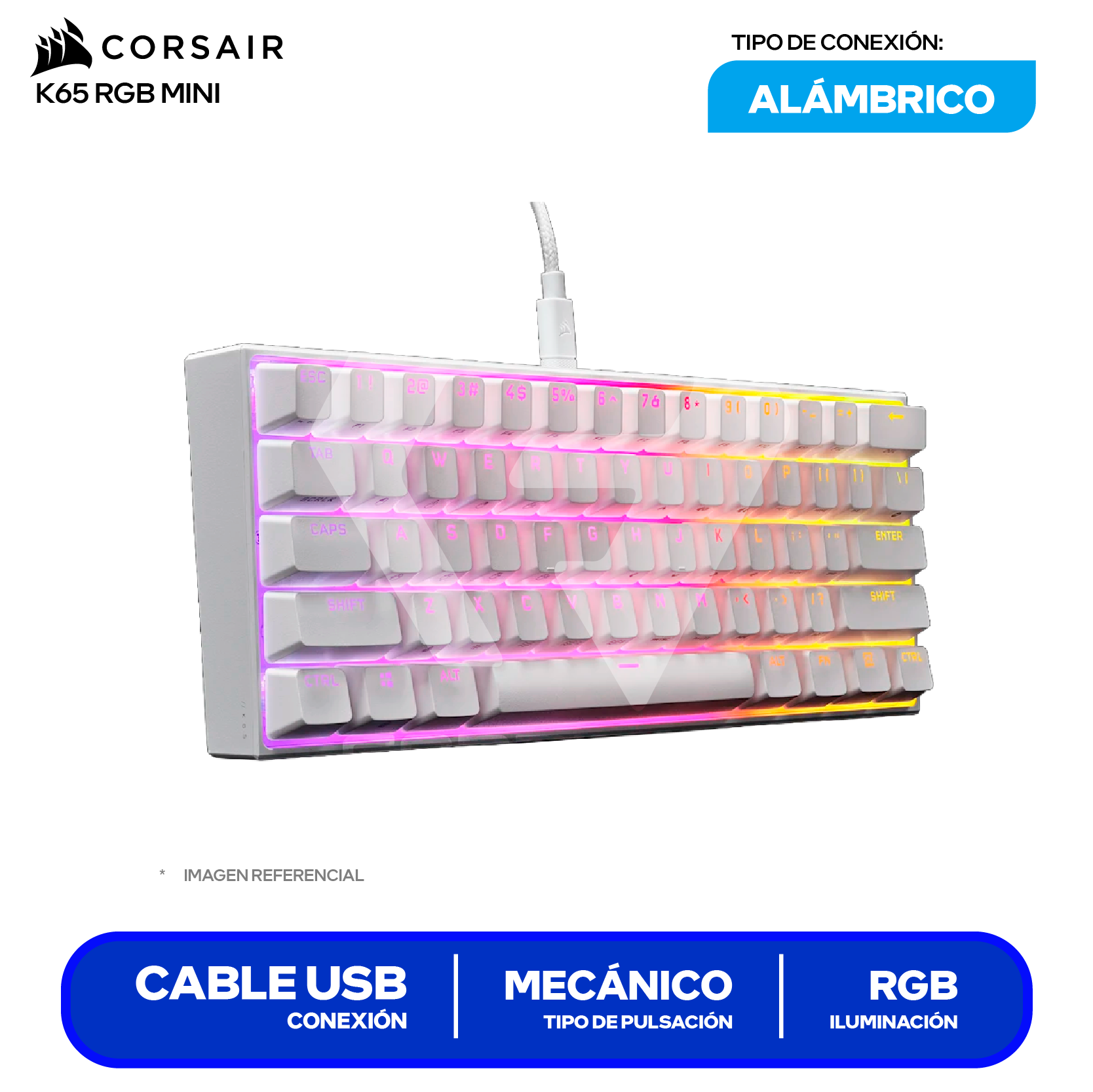 Teclado Gamer Corsair K65 RGB MINI (CH-9194114-NA) Mecánico RGB