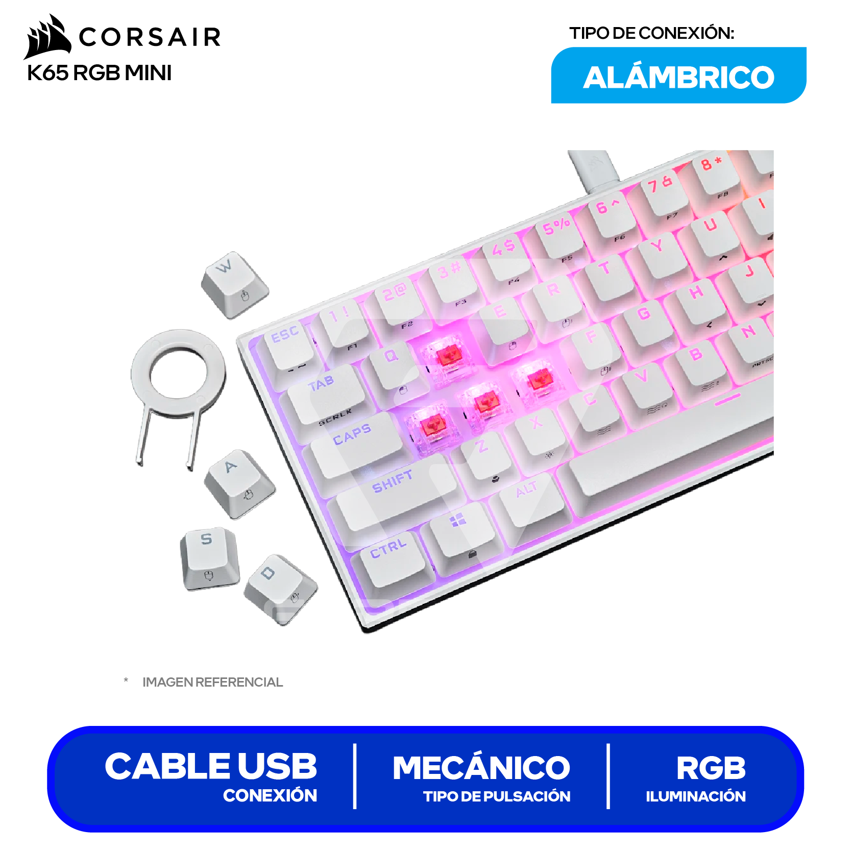 Teclado Gamer Corsair K65 RGB MINI (CH-9194114-NA) Mecánico RGB