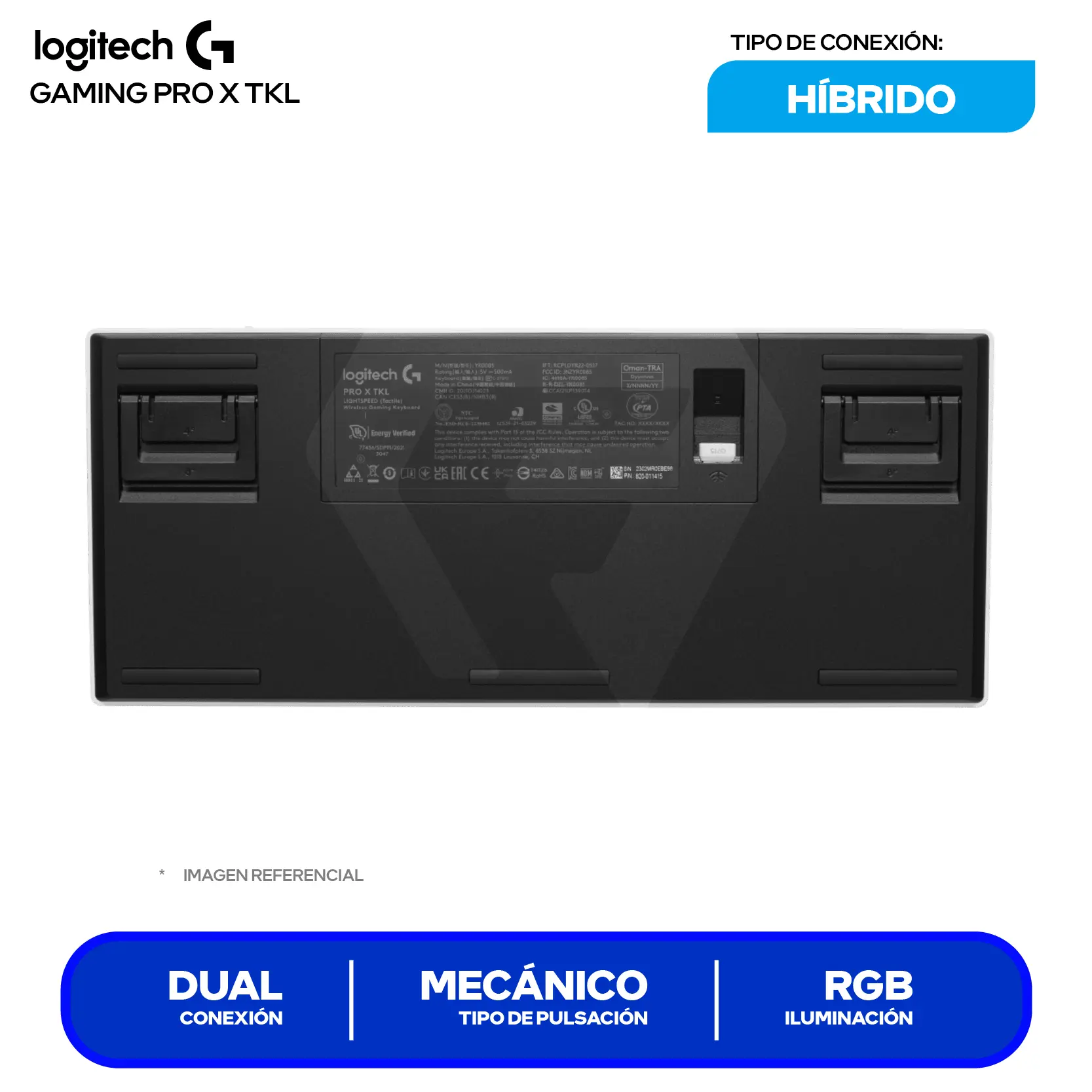 Teclado Gamer Inalámbrico Logitech  G PRO X TKL Lightspeed Negro ( 920-012127 ) Mecánico RGB