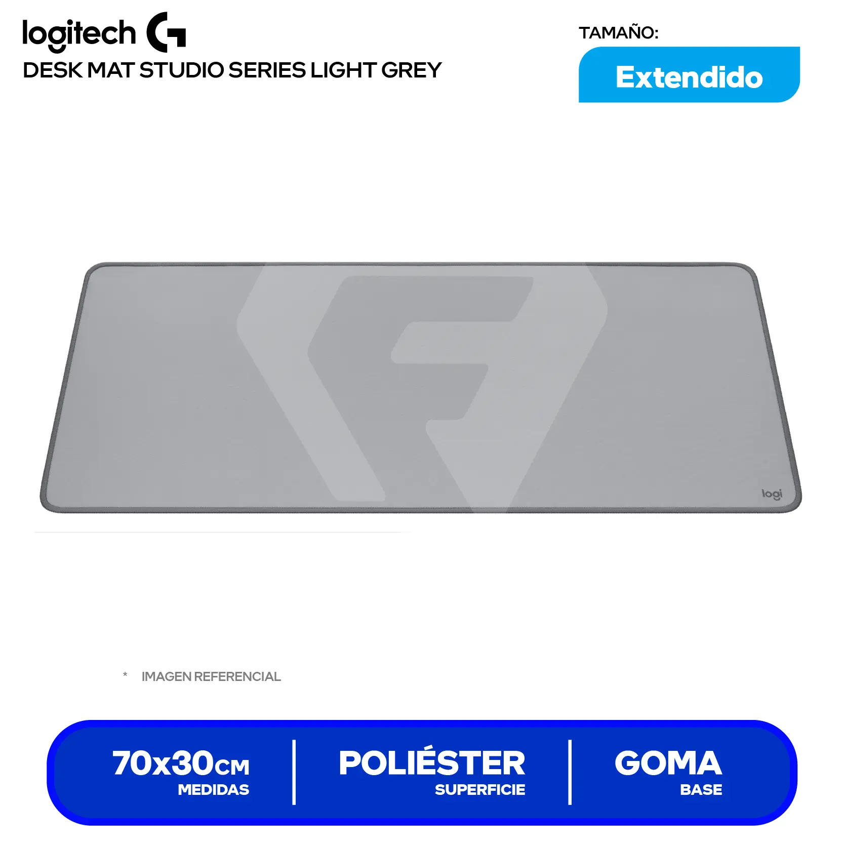 Pad Mouse Logitech Desk Mat Studio Series Gris Claro (956-000047) XL, 700 x 300 x 2mm