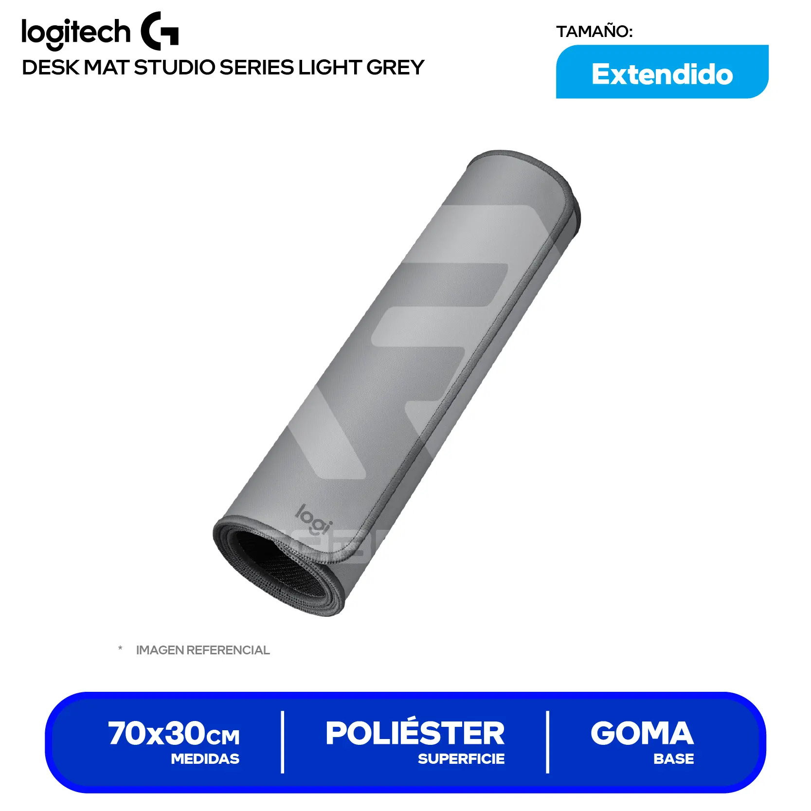 Pad Mouse Logitech Desk Mat Studio Series Gris Claro (956-000047) XL, 700 x 300 x 2mm