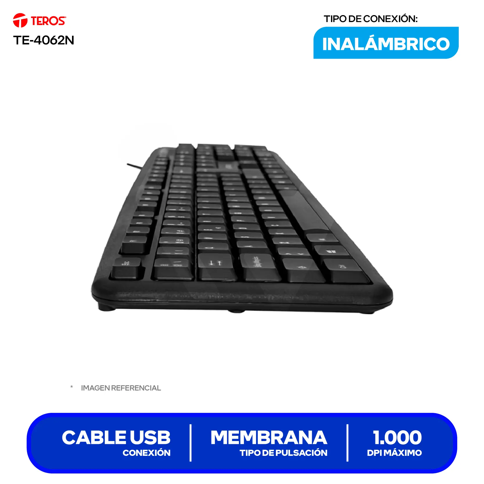 Kit Teclado y Mouse Teros TE-4062N (TE-4062N) Cableado USB