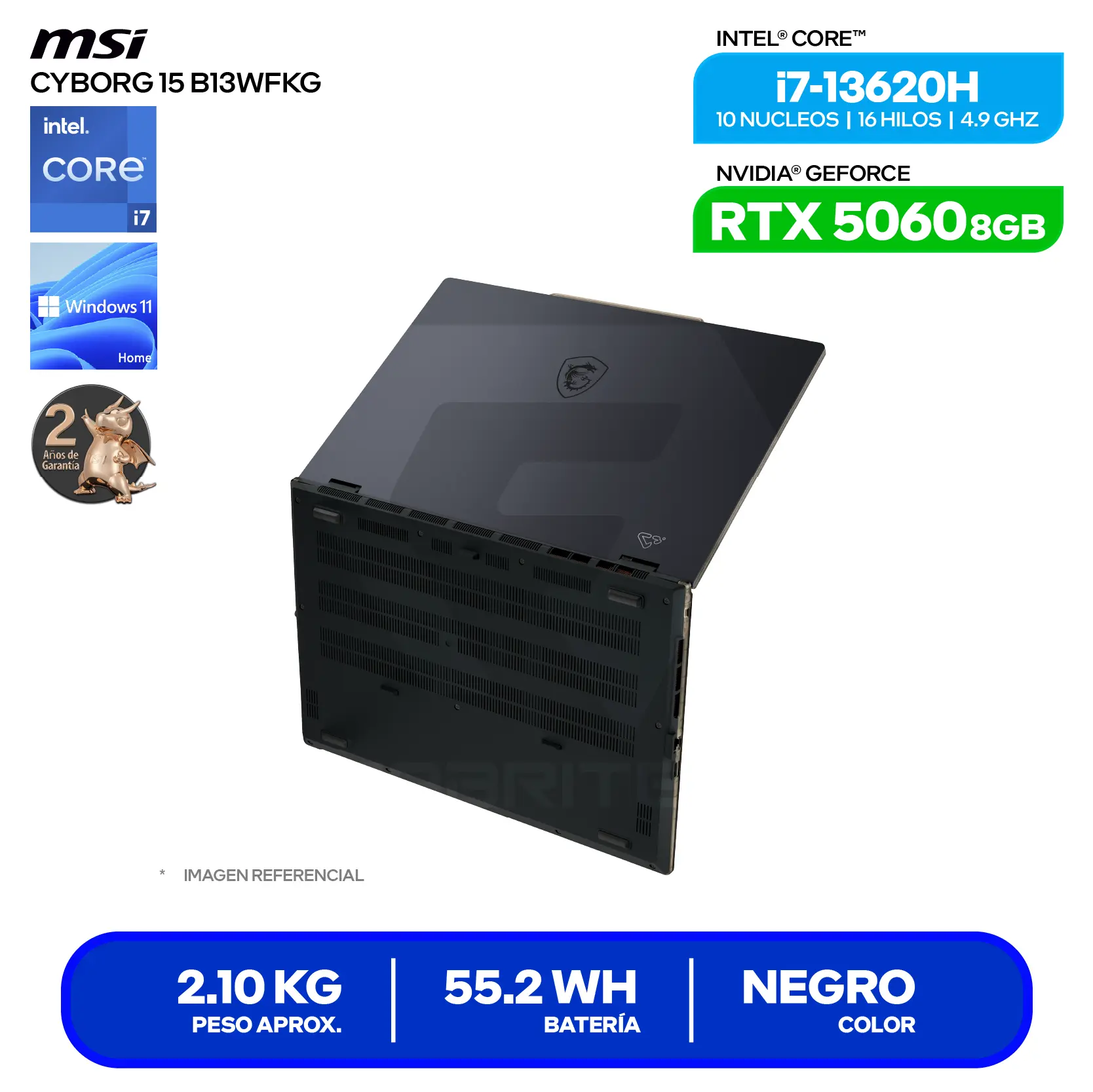 Laptop MSI Cyborg 15 B13WFKG (9S7-15Q342-1073) Intel Core i7-13620H, GeForce RTX 5060 8GB, 16GB RAM, 512GB SSD, 15.6'' FHD, Windows 11 Home