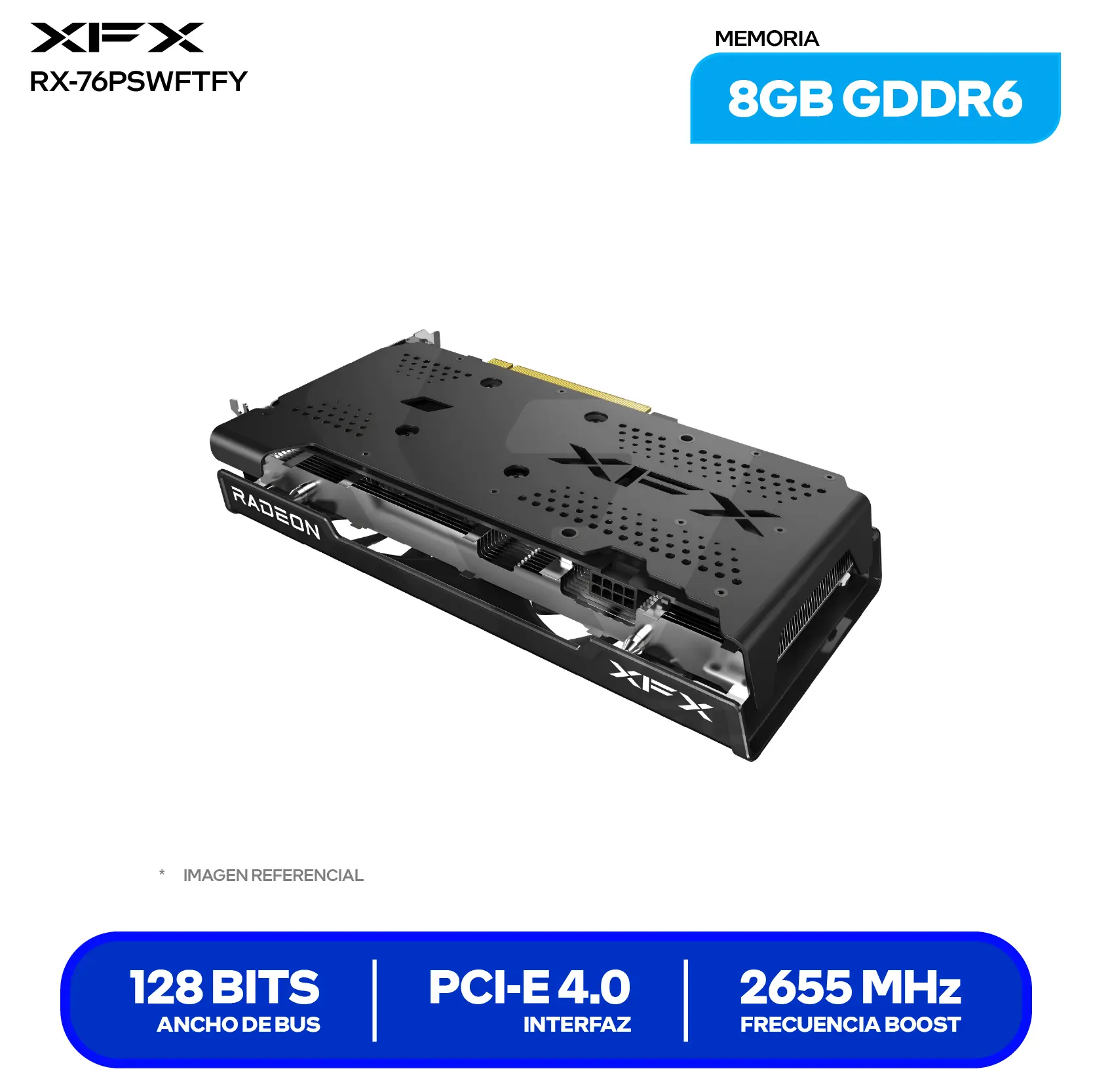 Tarjeta de video XFX Speedster SWFT 210 Radeon RX 7600 8GB (RX-76PSWFTFY) GDDR6, 3x DisplayPort, 1x HDMI