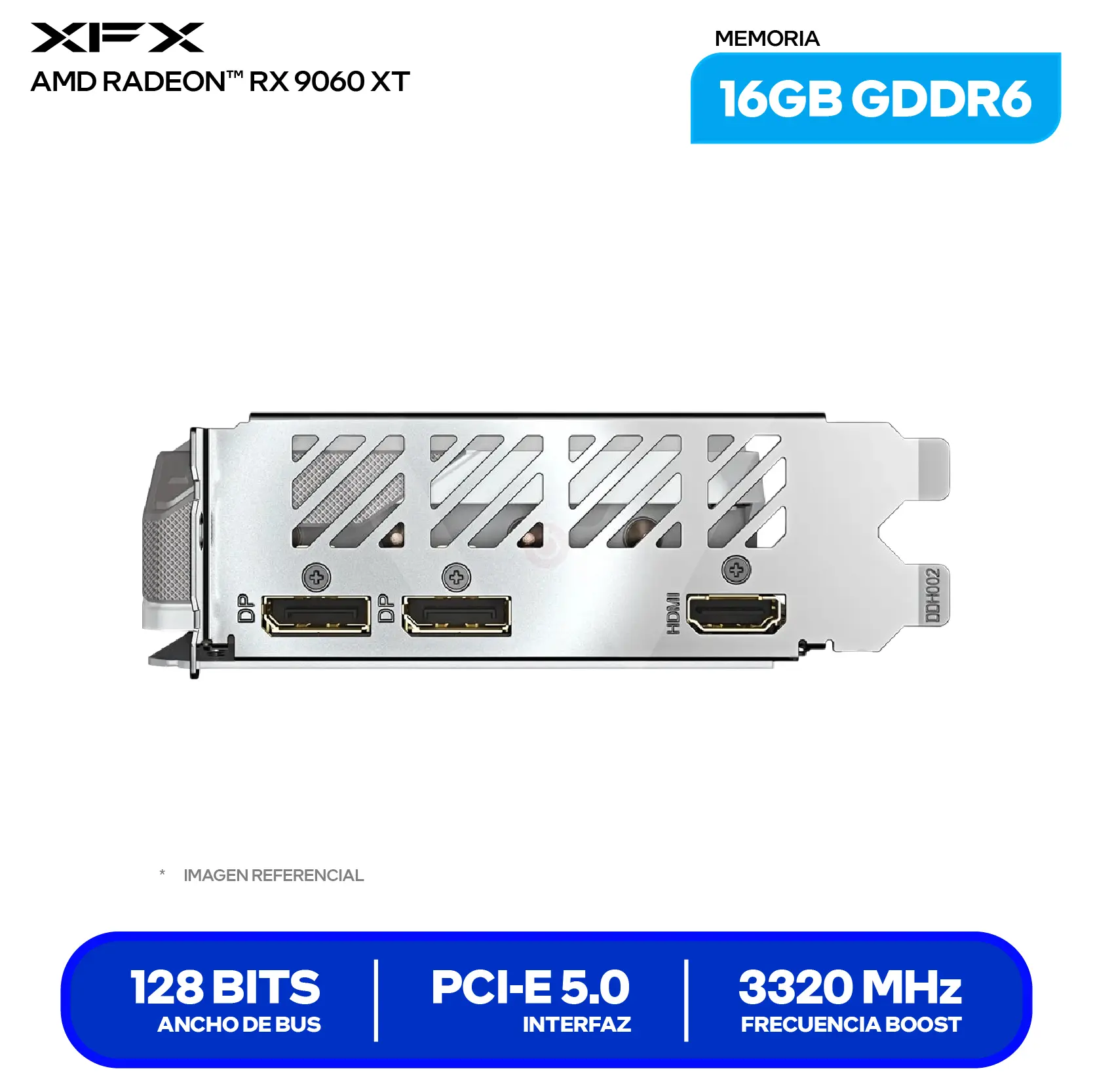 Tarjeta de video XFX Swift Radeon RX 9060 XT OC Triple Fan 16GB (RX-96TS316W7) GDDR6, 2x DisplayPort, 1x HDMI