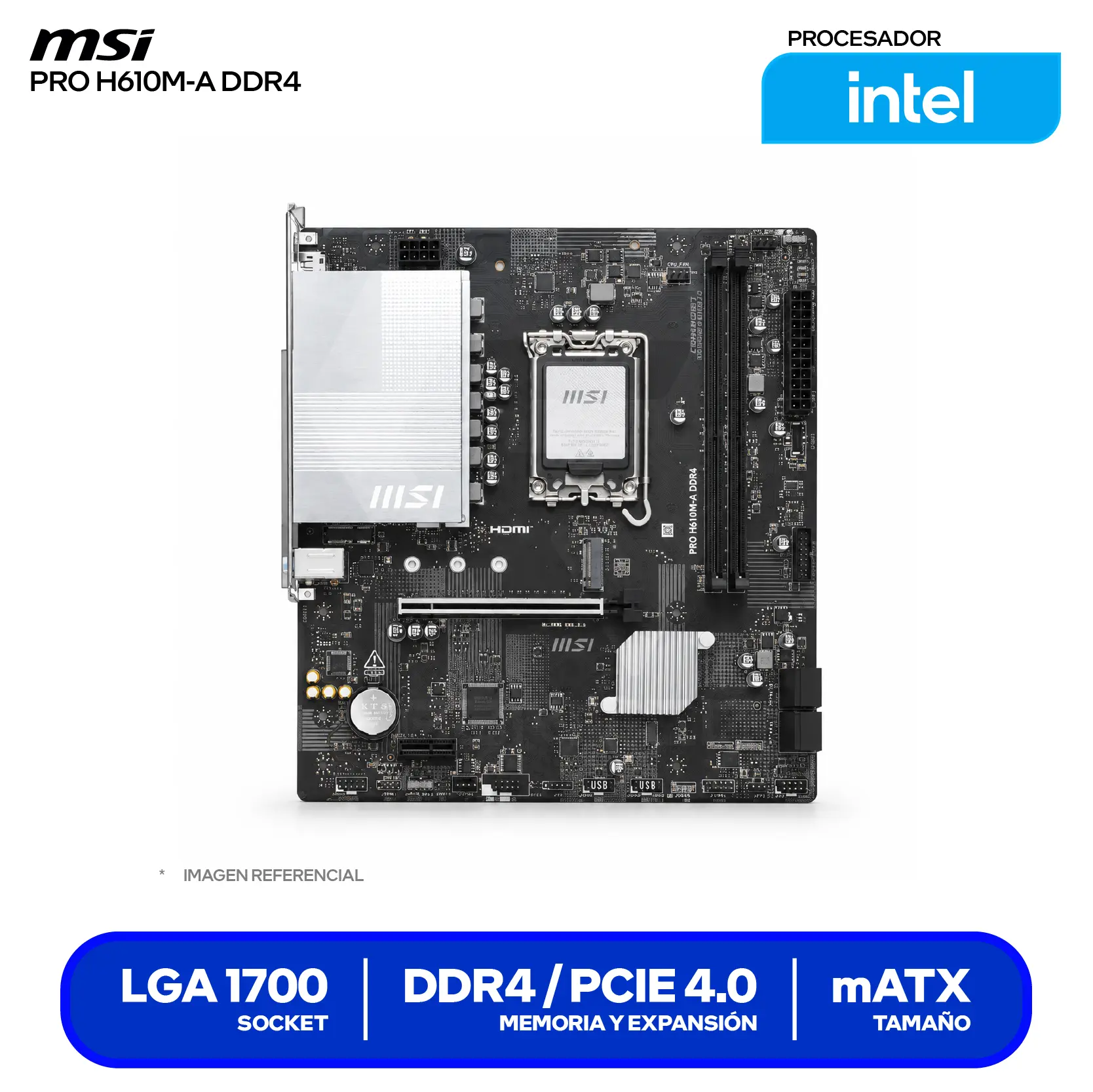 Placa madre MSI PRO H610M-A (PRO H610M-A DDR4) LGA1700, DDR4, mATX