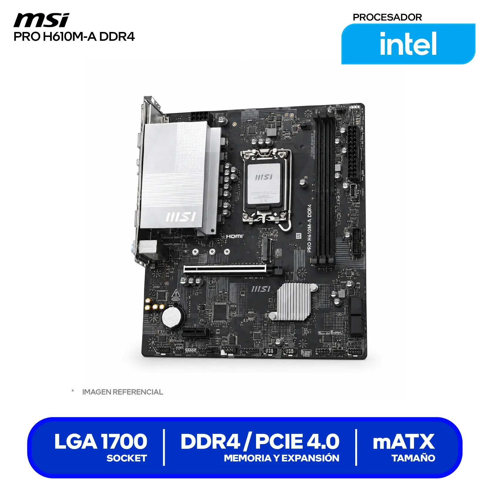 Placa madre MSI PRO H610M-A (PRO H610M-A DDR4) LGA1700, DDR4, mATX