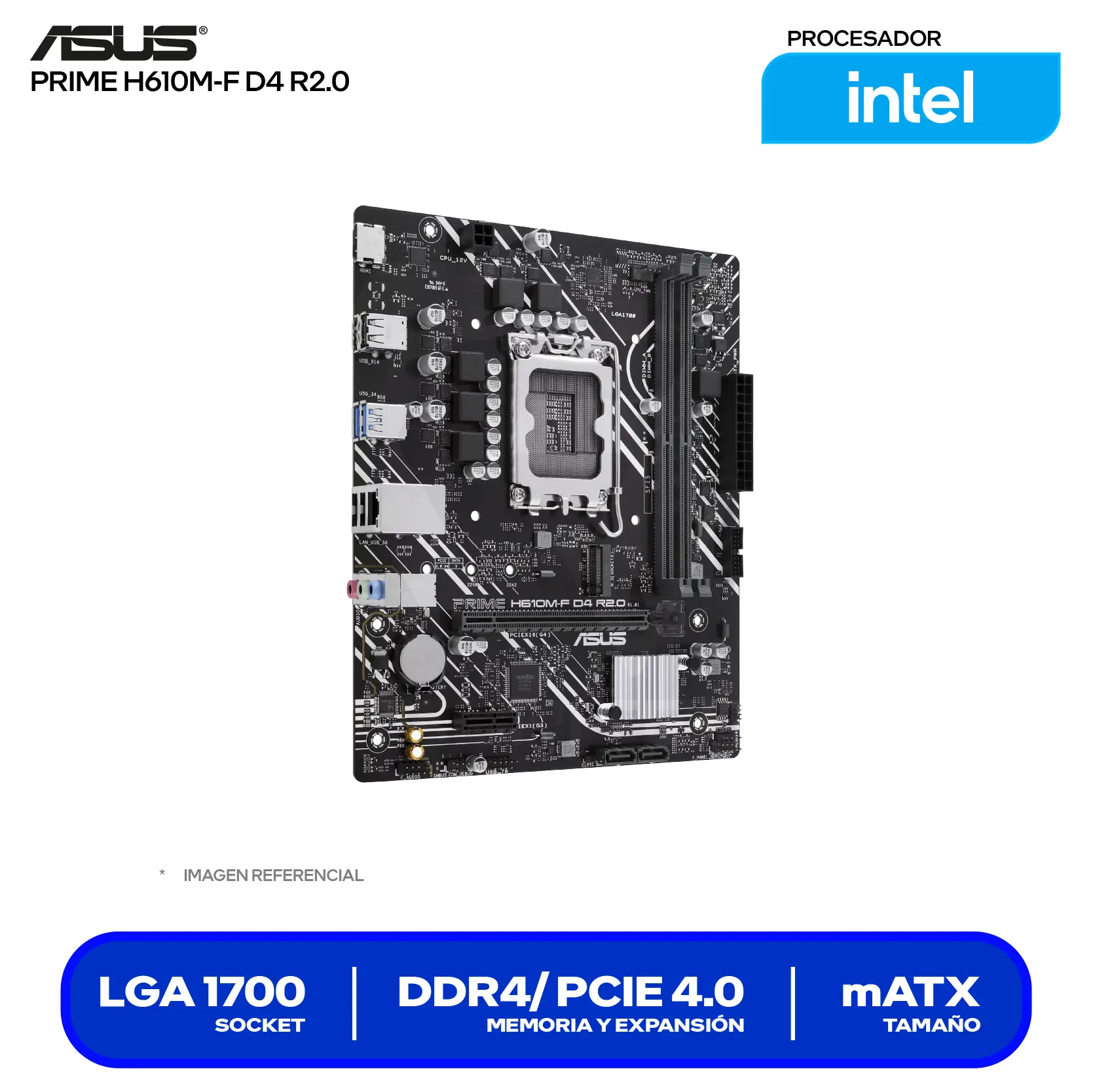 Placa Madre Asus Prime H610M-F D4 R2.0 (90MB1H70-M0EAY0) LGA1700, DDR4, mATX
