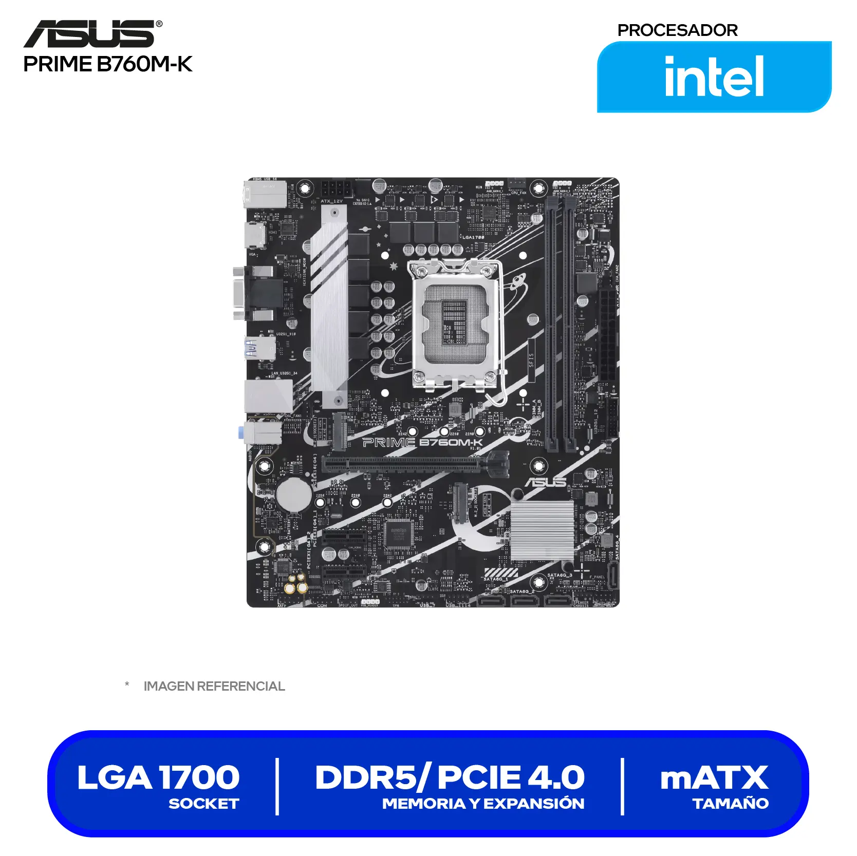 Placa Madre Asus Prime B760M-K D4 (90MB1FI0-M1EAY0) LGA1700, DDR4, mATX