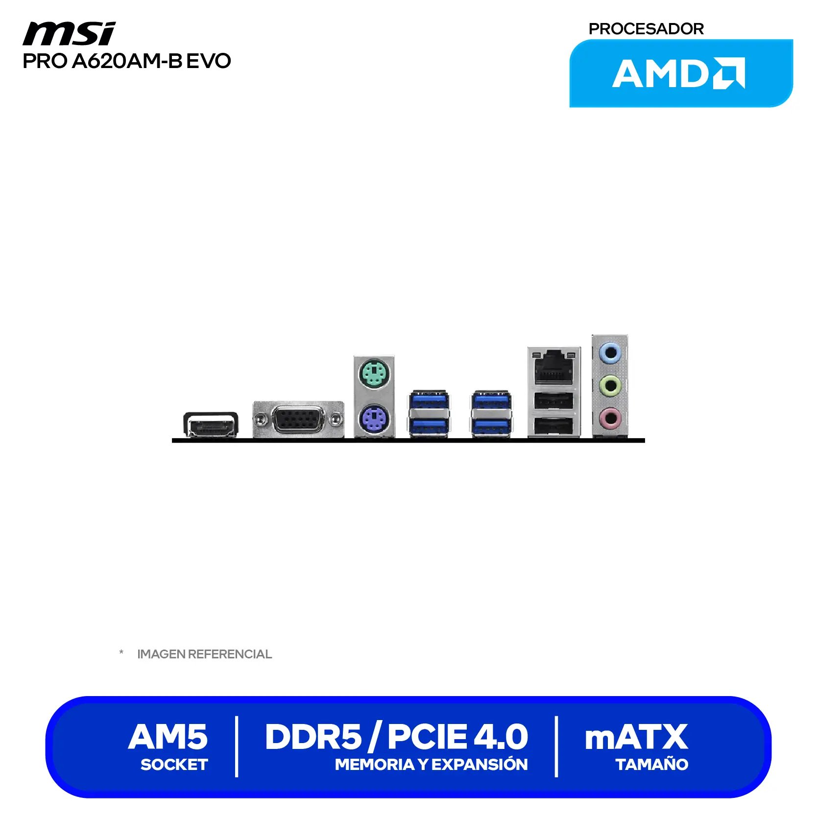 Placa Madre MSI PRO A620AM-B EVO (PRO A620AM-B EVO) AM5, DDR5, mATX