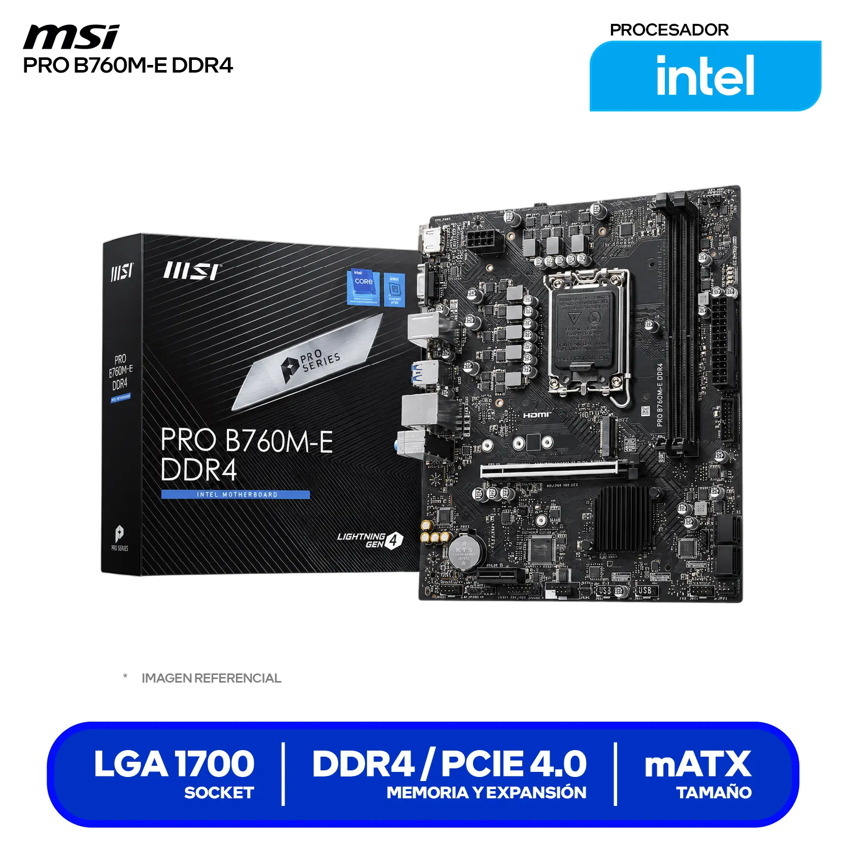 Placa Madre MSI Pro B760M-E DDR4 (PRO B760M-E DDR4) LGA1700, DDR4, mATX