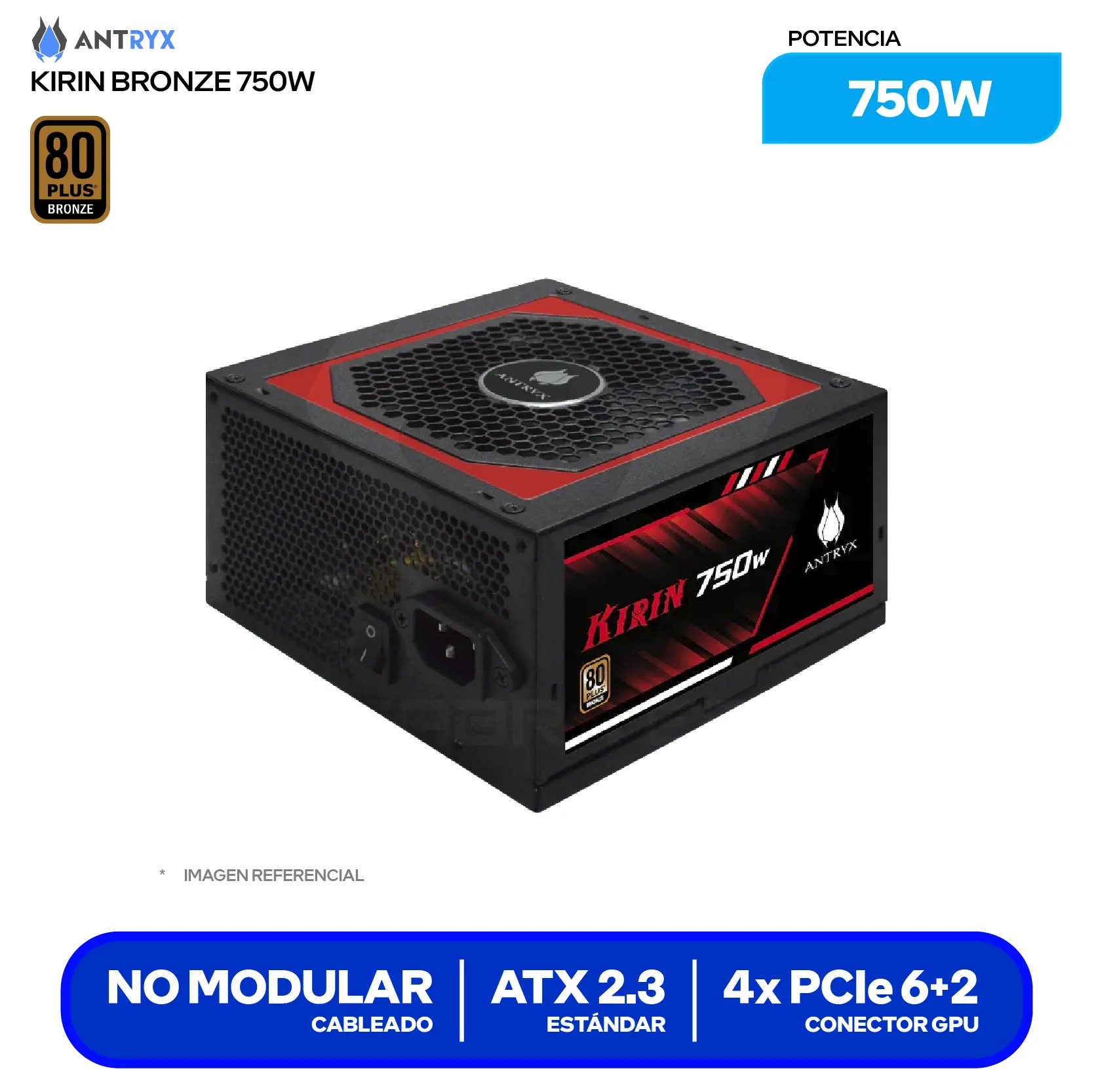 Fuente de Poder Antryx Kirin 750W (AP-KB750) 80 Plus Bronze, No Modular