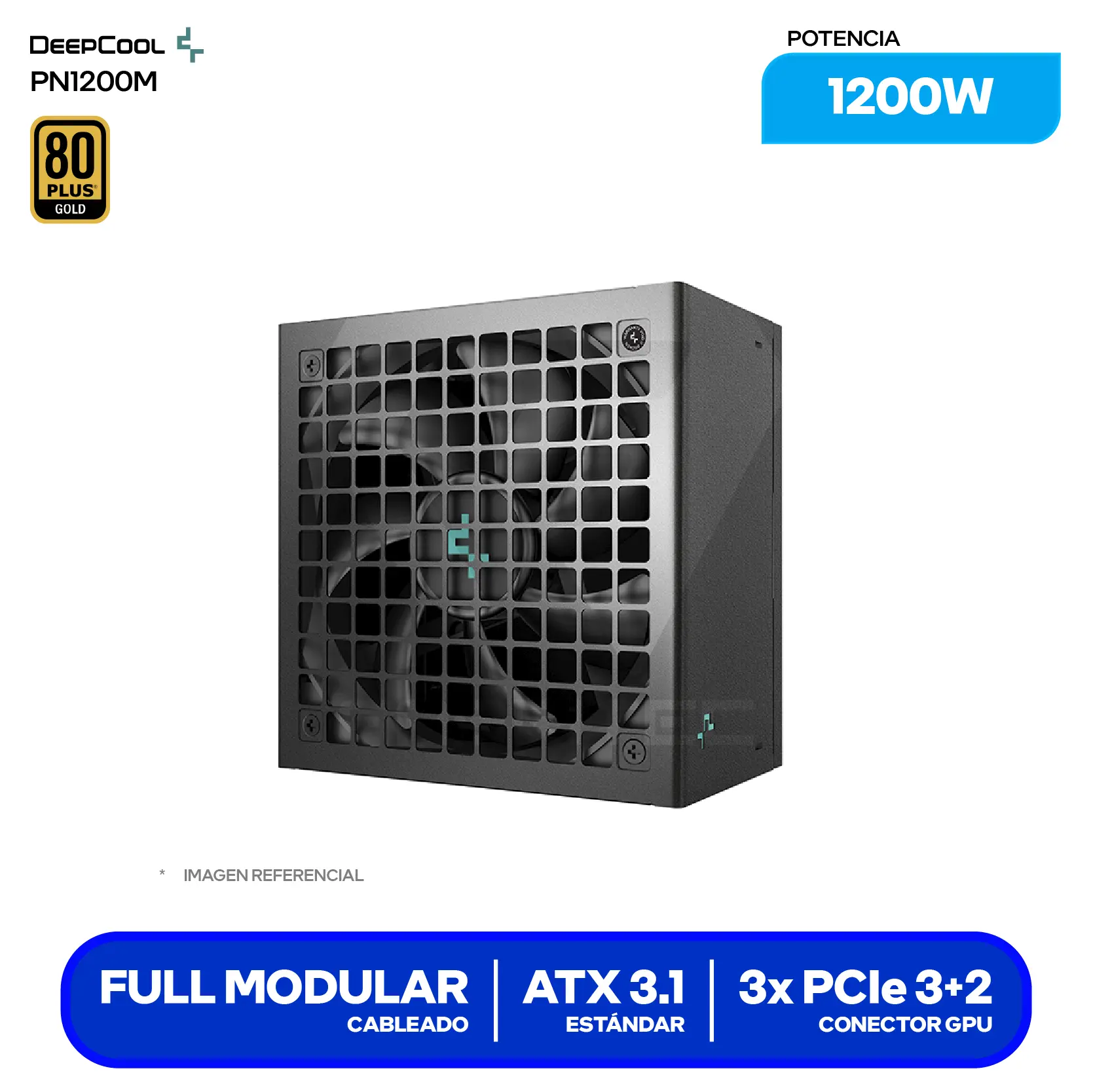 Fuente de Poder DeepCool PN1200M 1200W (R-PNC00M-FC0B-JGUS) 80 Plus Gold, Full Modular