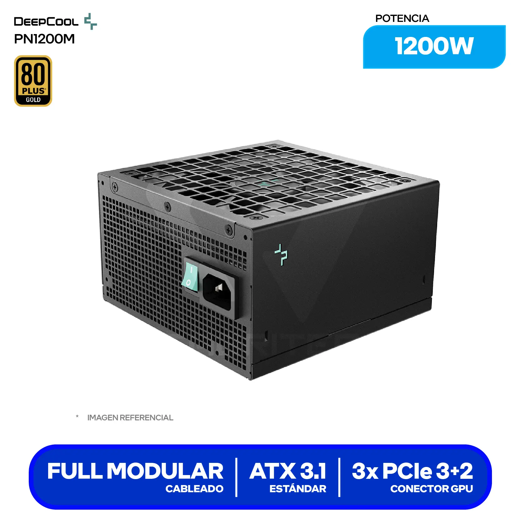 Fuente de Poder DeepCool PN1200M 1200W (R-PNC00M-FC0B-JGUS) 80 Plus Gold, Full Modular