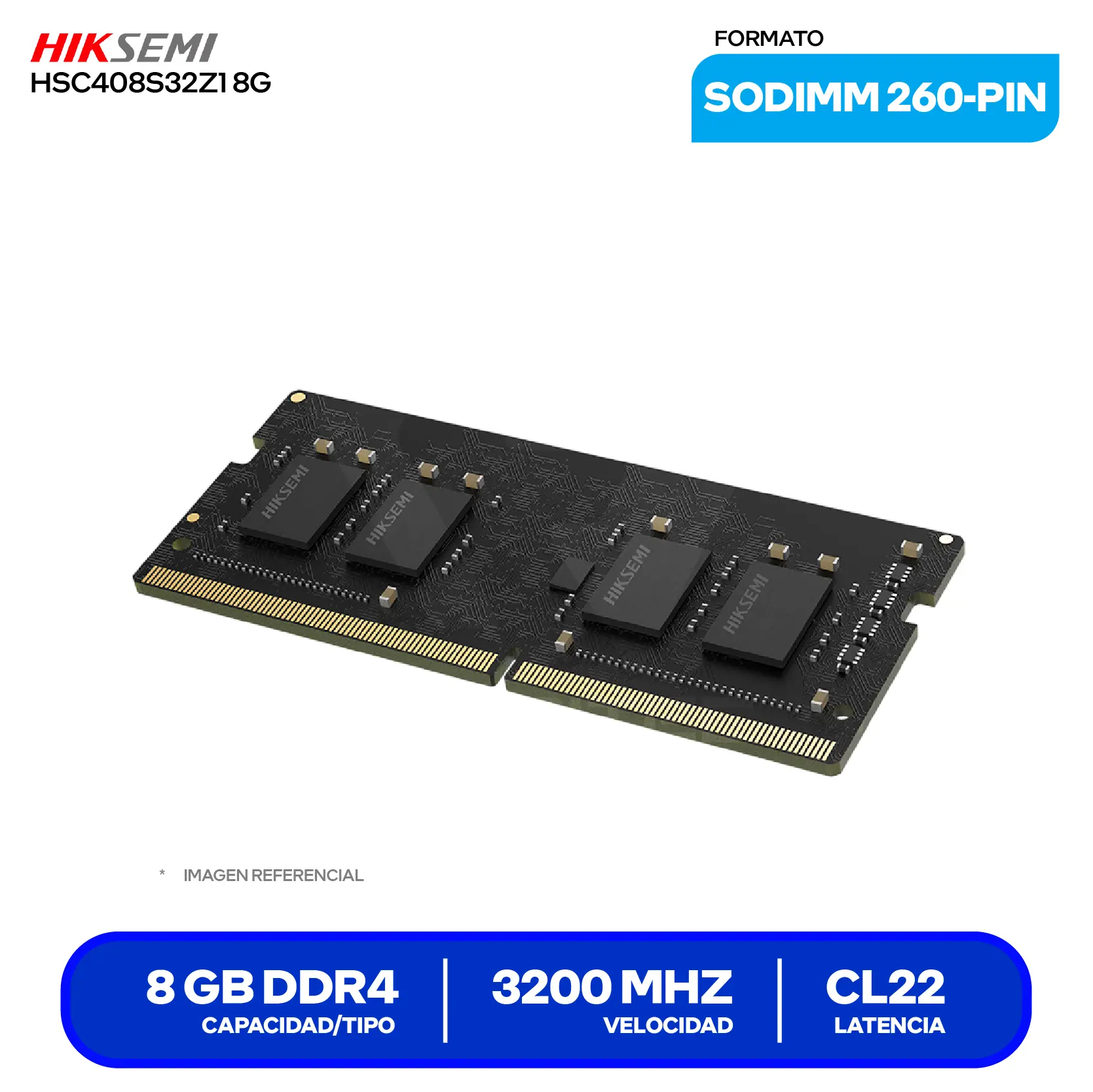 Memoria SO-DIMM Hiksemi Hiker (HSC408S32Z1 8G) 8GB, DDR4, 3200 MHz