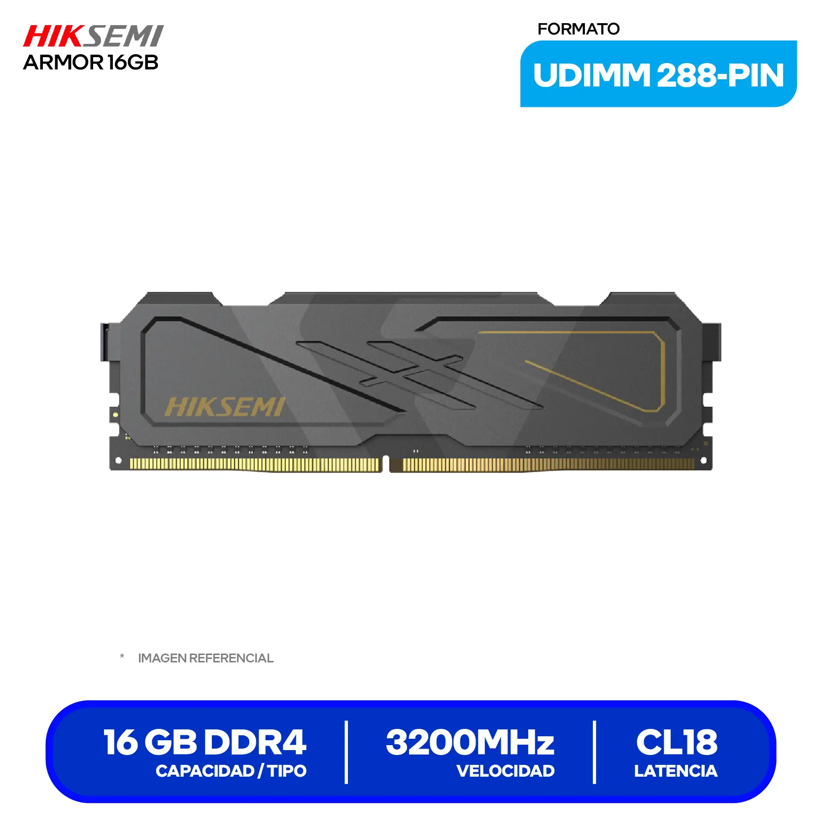 Memoria UDIMM Hiksemi Armor (HSC416U32I2 16G) 16GB, DDR4, 3200 MHz