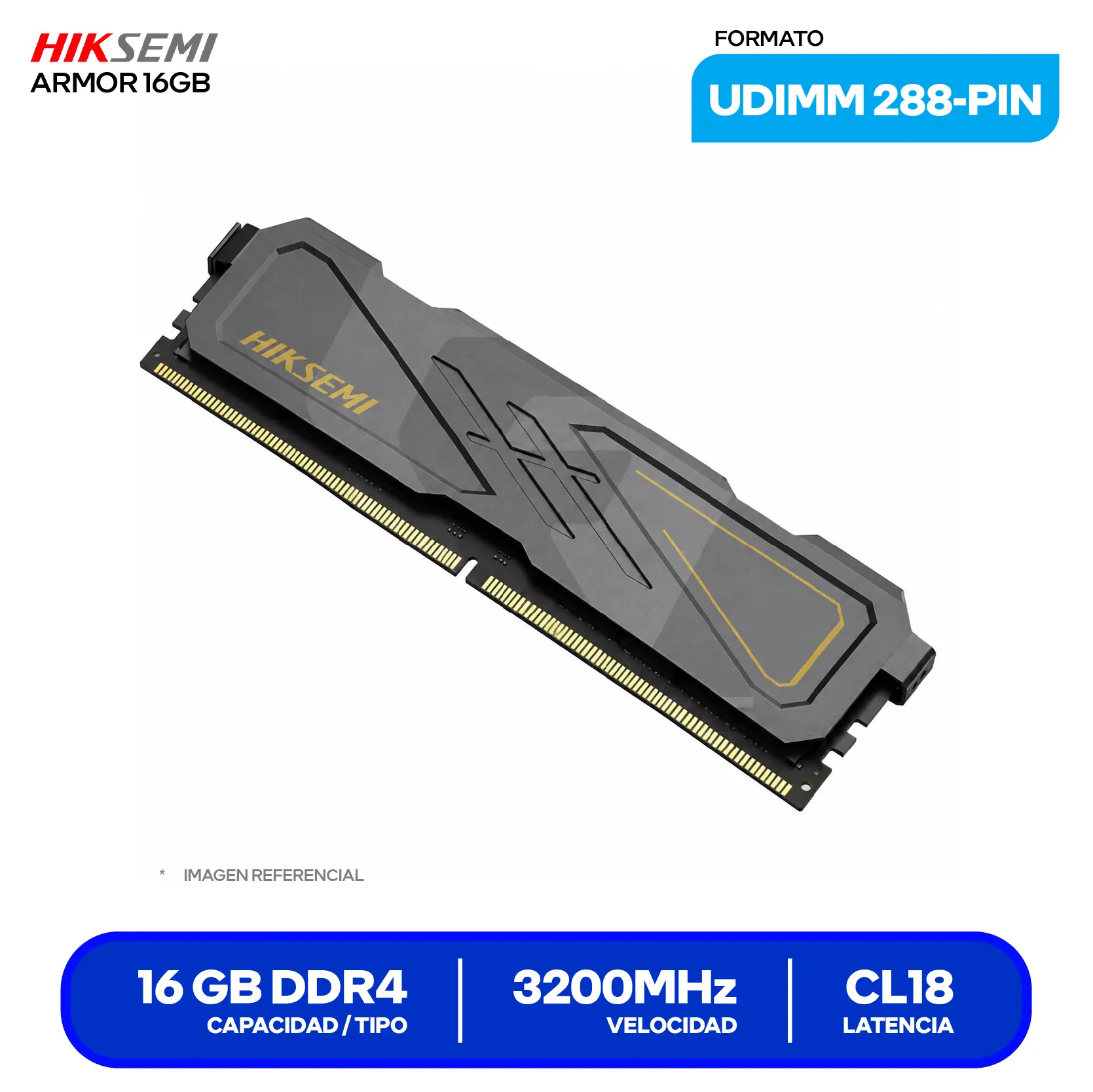 Memoria UDIMM Hiksemi Armor (HSC416U32I2 16G) 16GB, DDR4, 3200 MHz