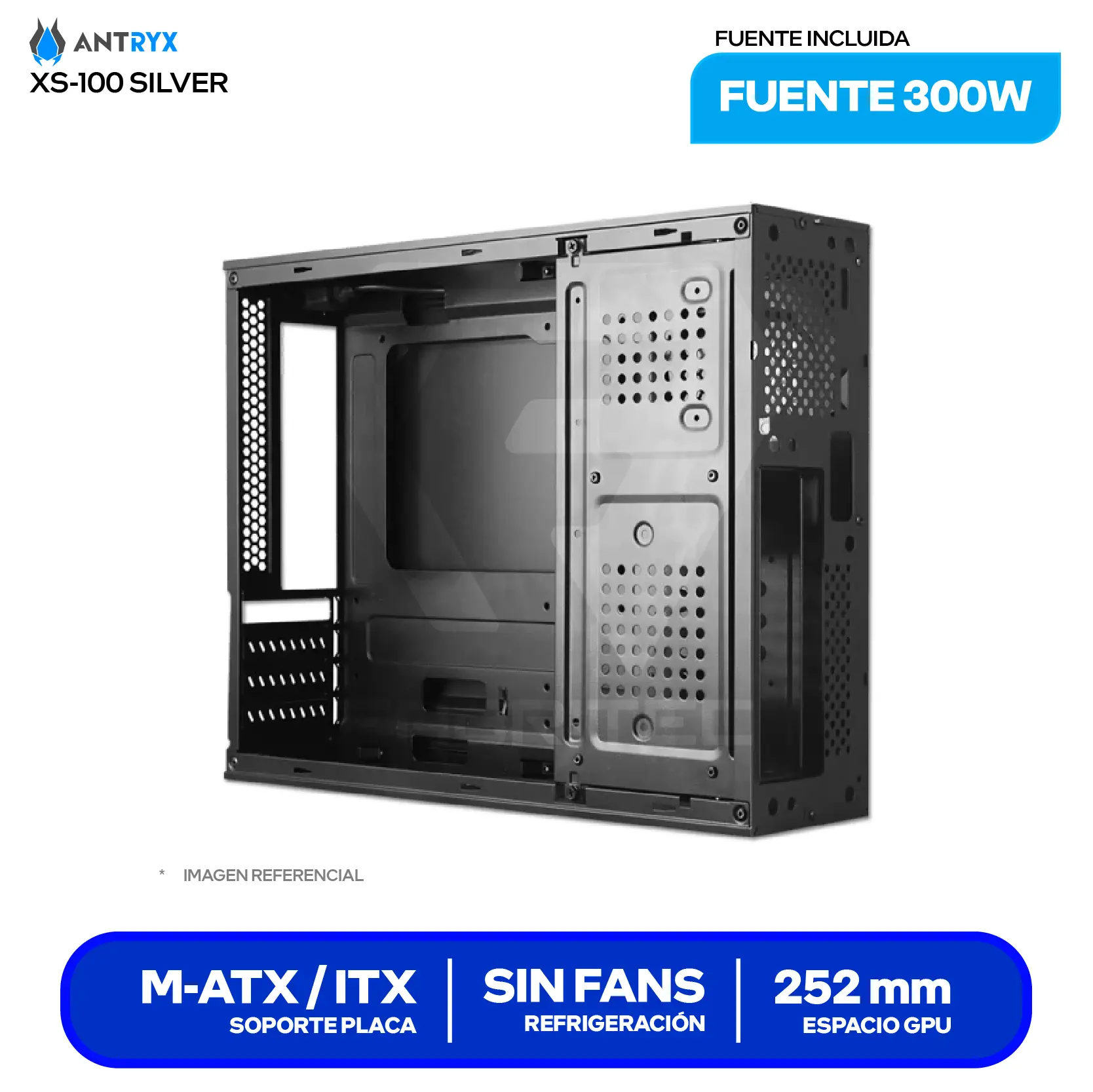 Case Slim Antryx Xtreme XS-100 (AC-XS100US-300CPR1) Con Fuente 300W