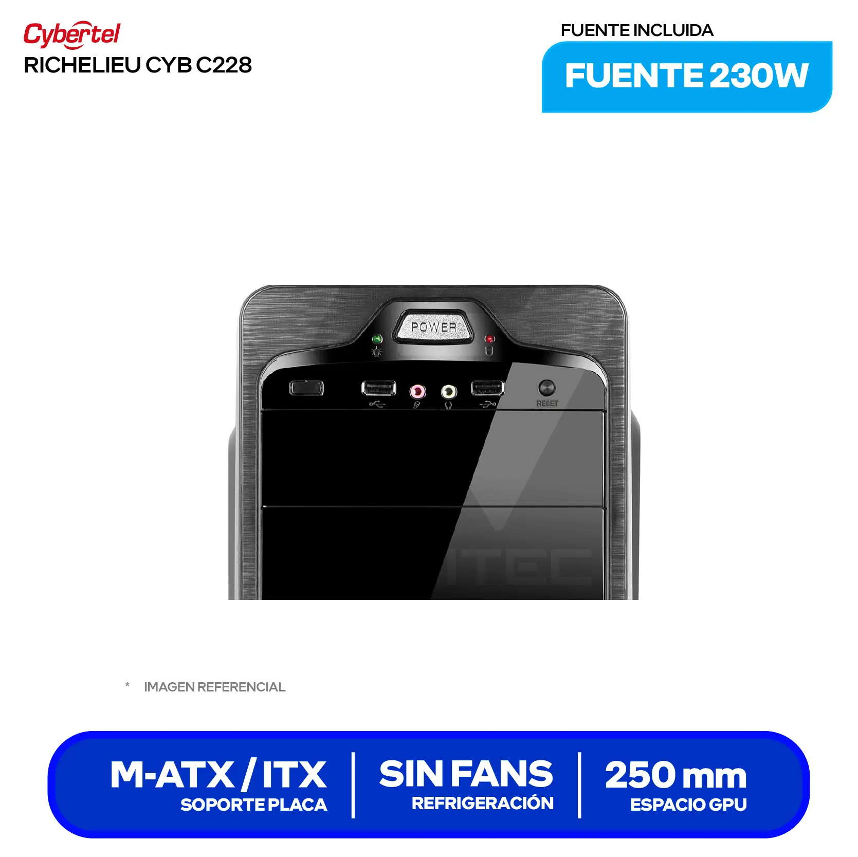 Case Cybertel Richelieu CYB C228 (RICHELIEU CYB C228) Con Fuente 230W, 1 Fan