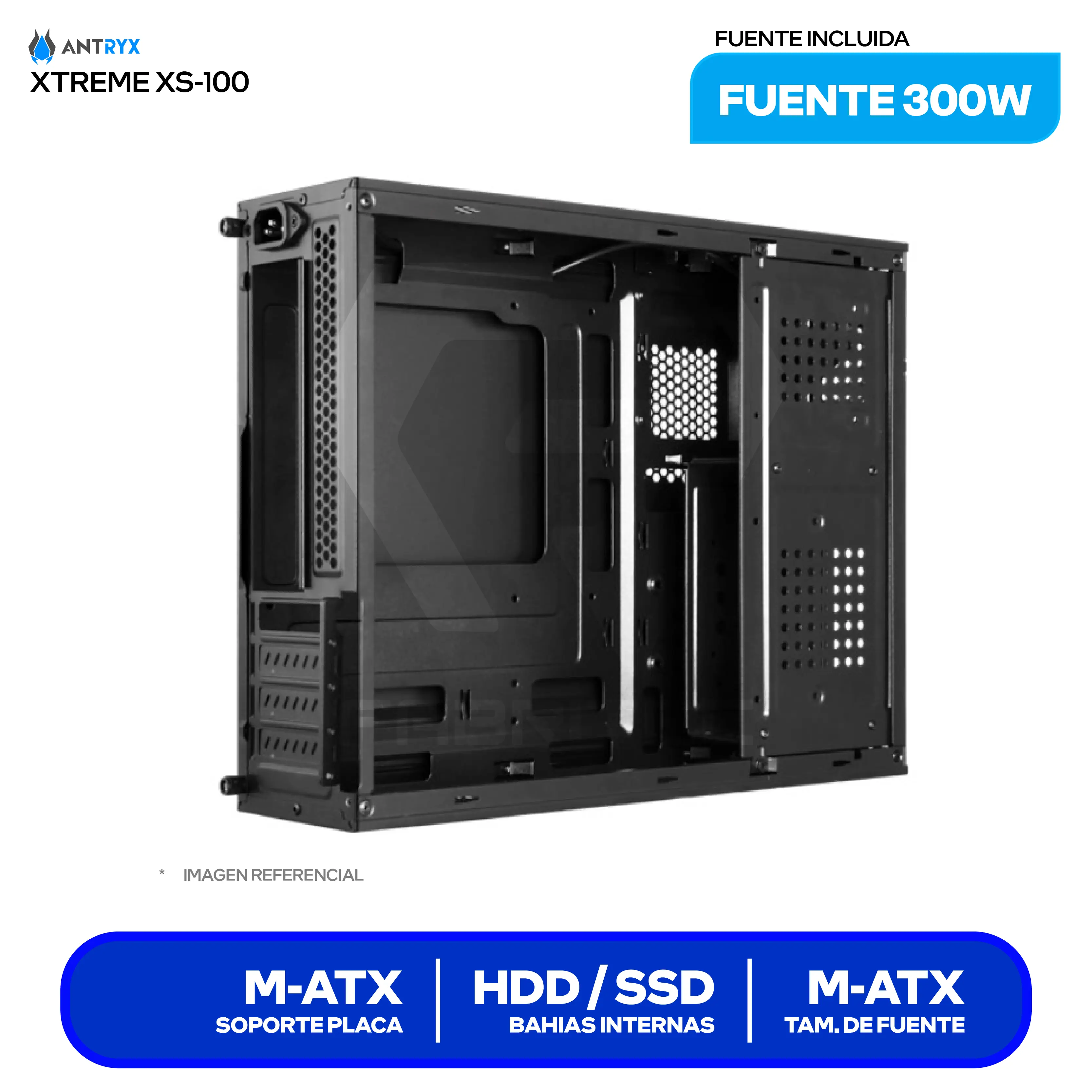 Case Slim Antryx Xtreme XS-100 Black (AC-XS100UK-300CPR1) Con Fuente 300W