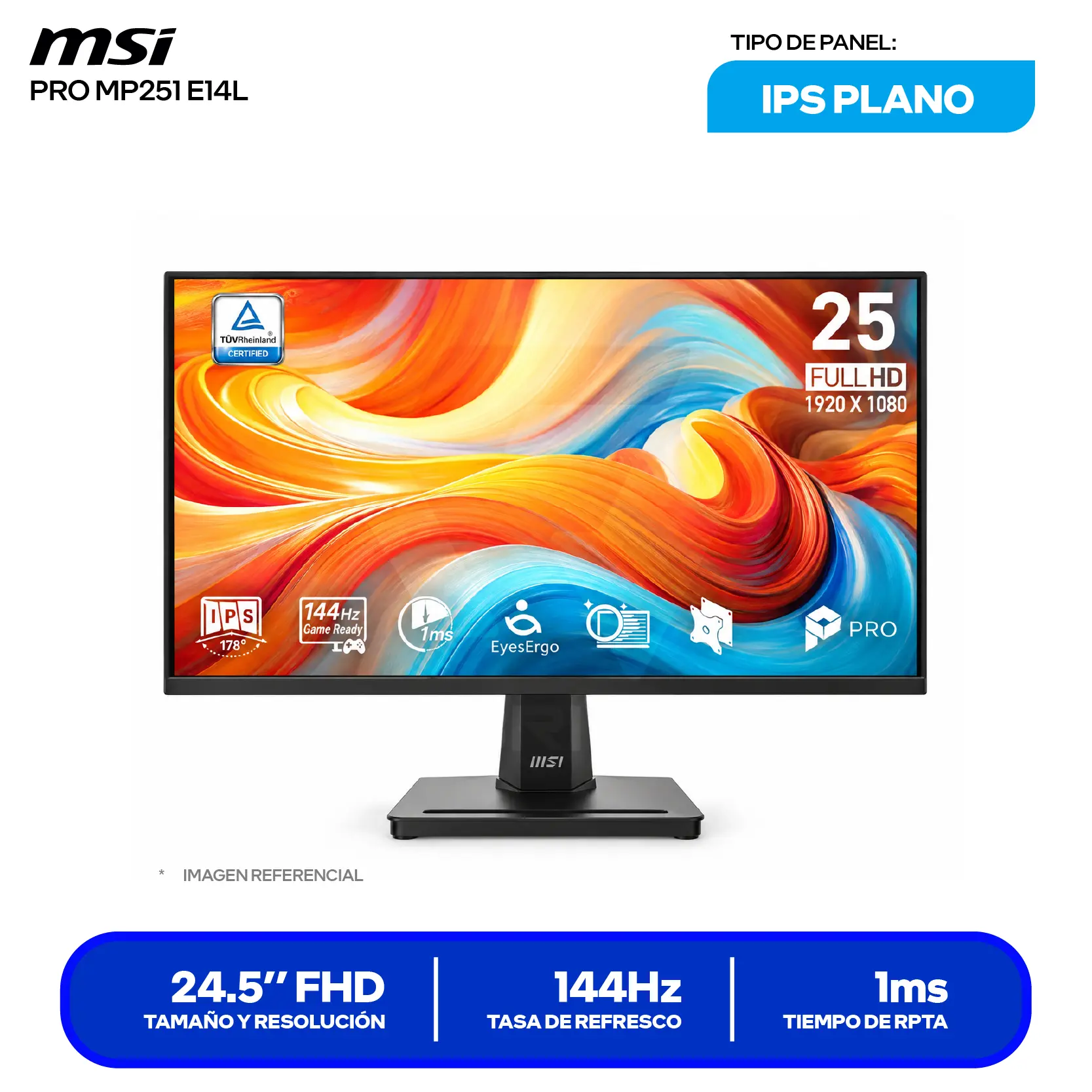 Monitor MSI PRO MP251 E14L (PRO MP251 E14L) 24.5" FHD, IPS, 144Hz, 1ms