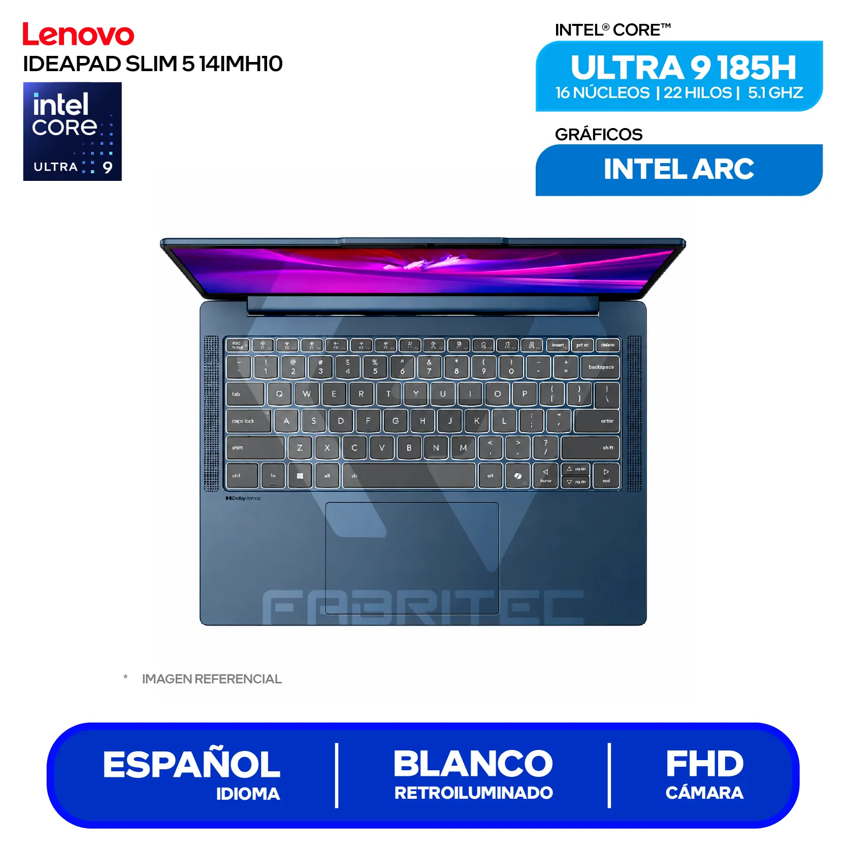 Laptop Lenovo IdeaPad Slim 5 14IMH10 (83V6004GLM) Intel Core Ultra 9 185H, RAM 16GB, SSD 512GB, 14'' FHD+ Oled, FreeDos