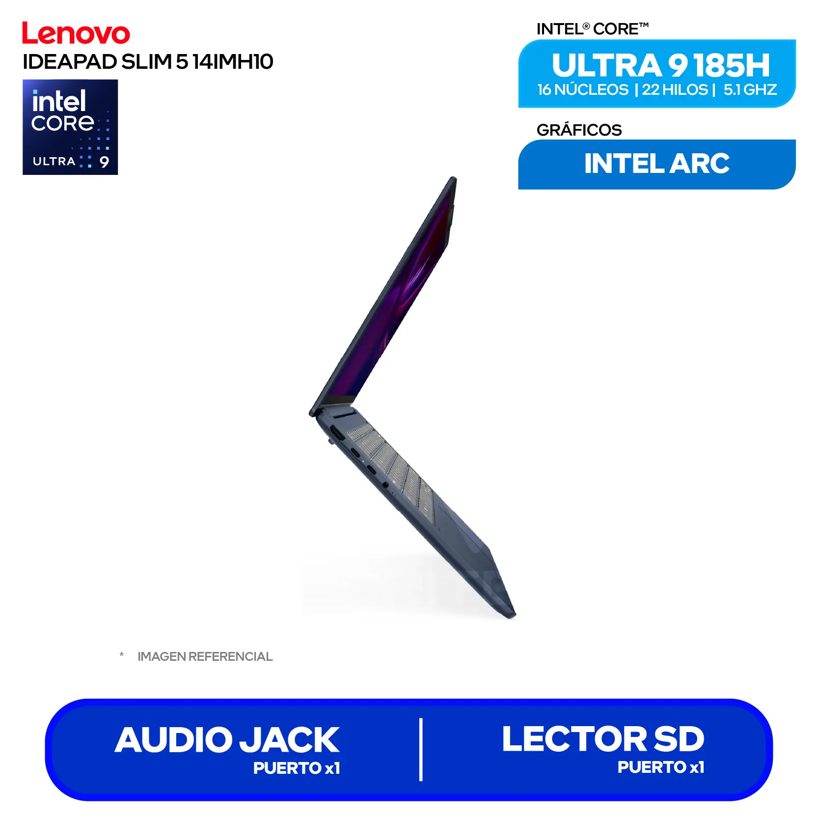 Laptop Lenovo IdeaPad Slim 5 14IMH10 (83V6004GLM) Intel Core Ultra 9 185H, RAM 16GB, SSD 512GB, 14'' FHD+ Oled, FreeDos