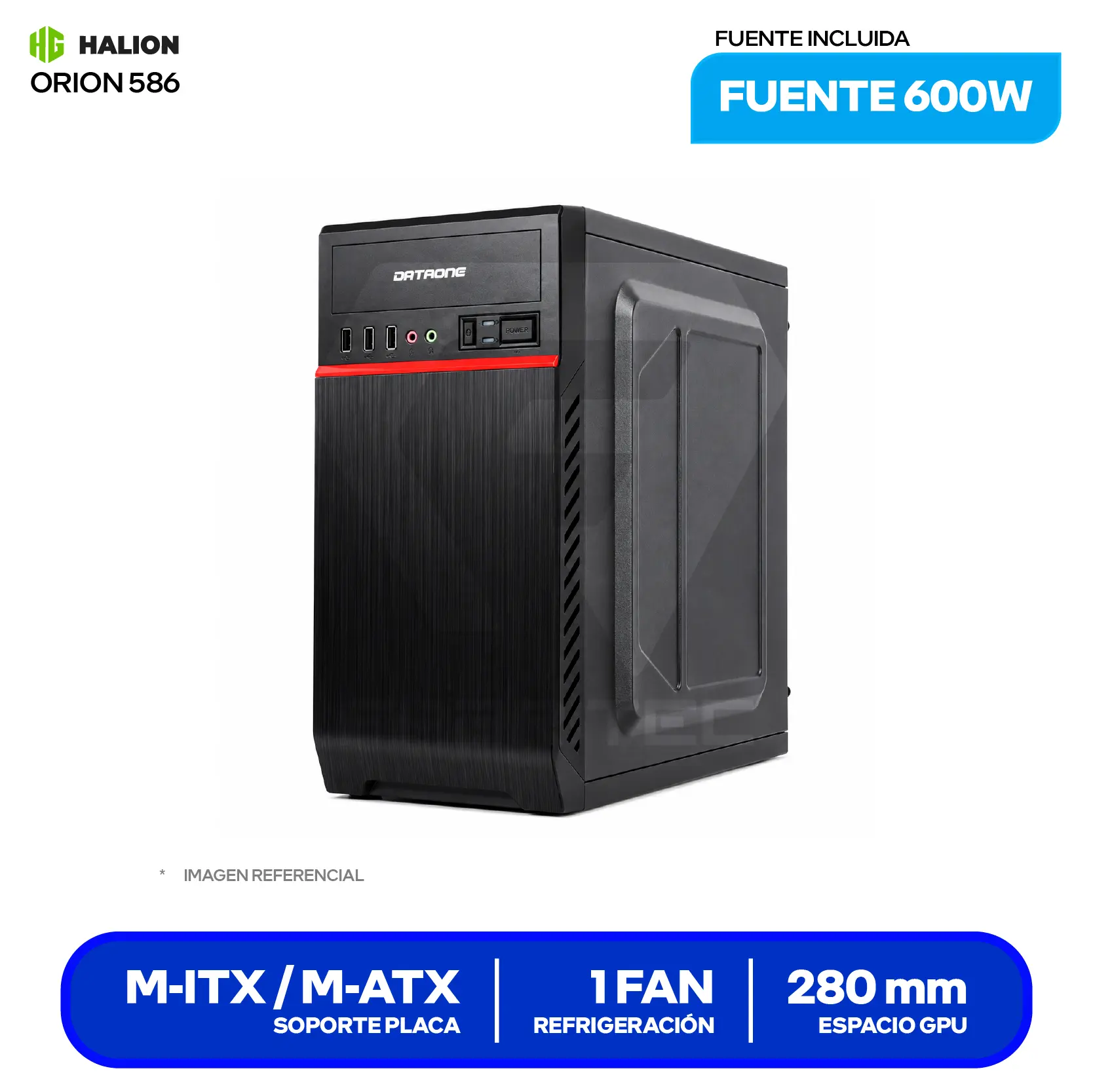 Case Halion DataOne Orion 586 (ORION 586) Fuente de 600W, 1 fan