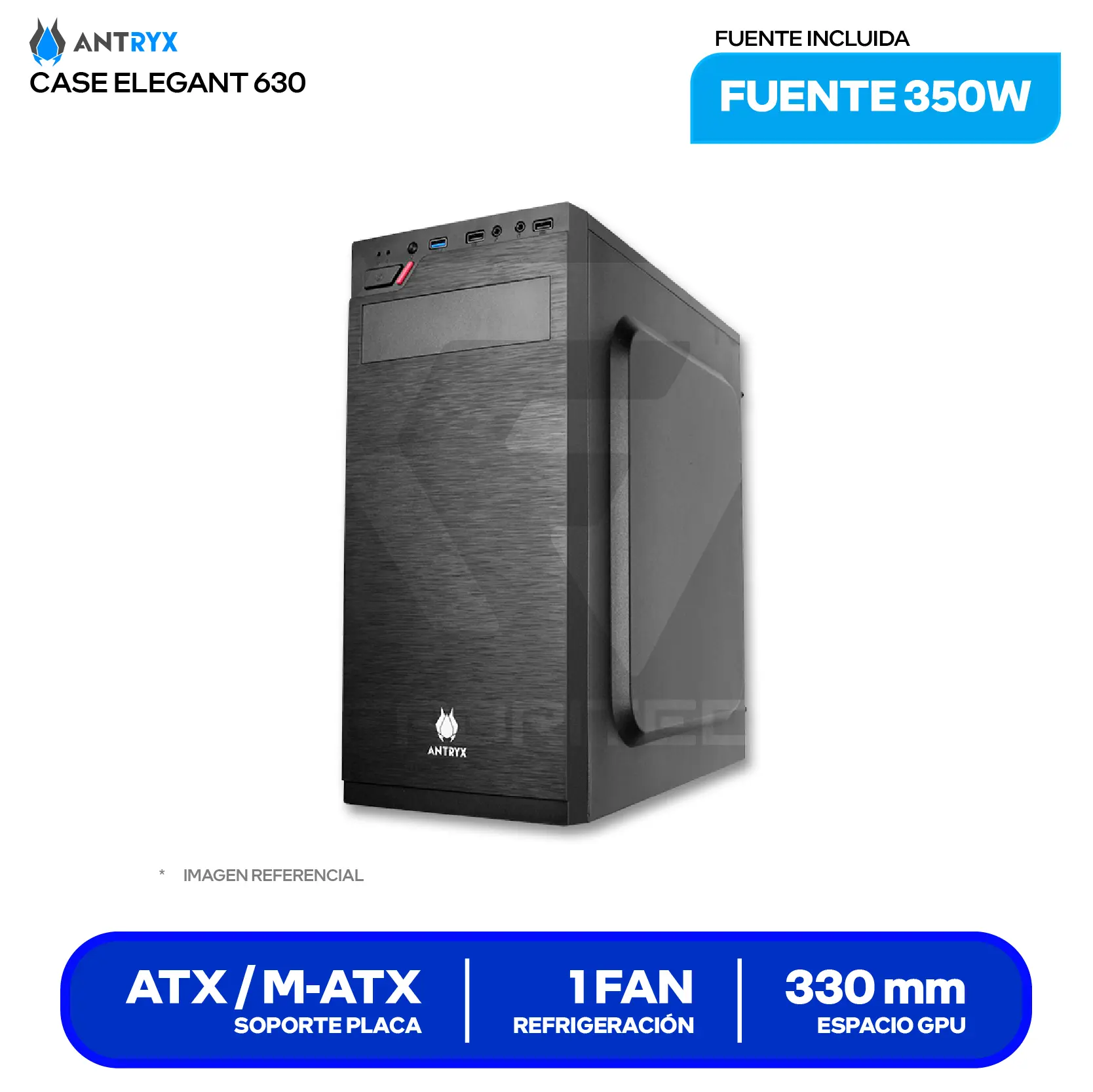 Case Antryx Elegant 630 (AC-E630-350CP) Con fuente, 1 fan