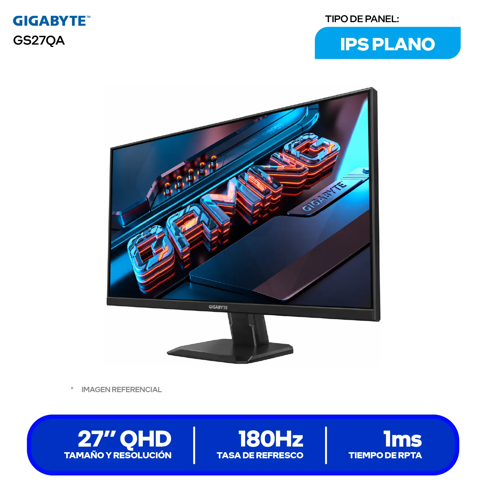 Monitor Gaming Gigabyte GS27QA 27" (20VM0-GS27QABT-1SAR) QHD, 180Hz, 1ms
